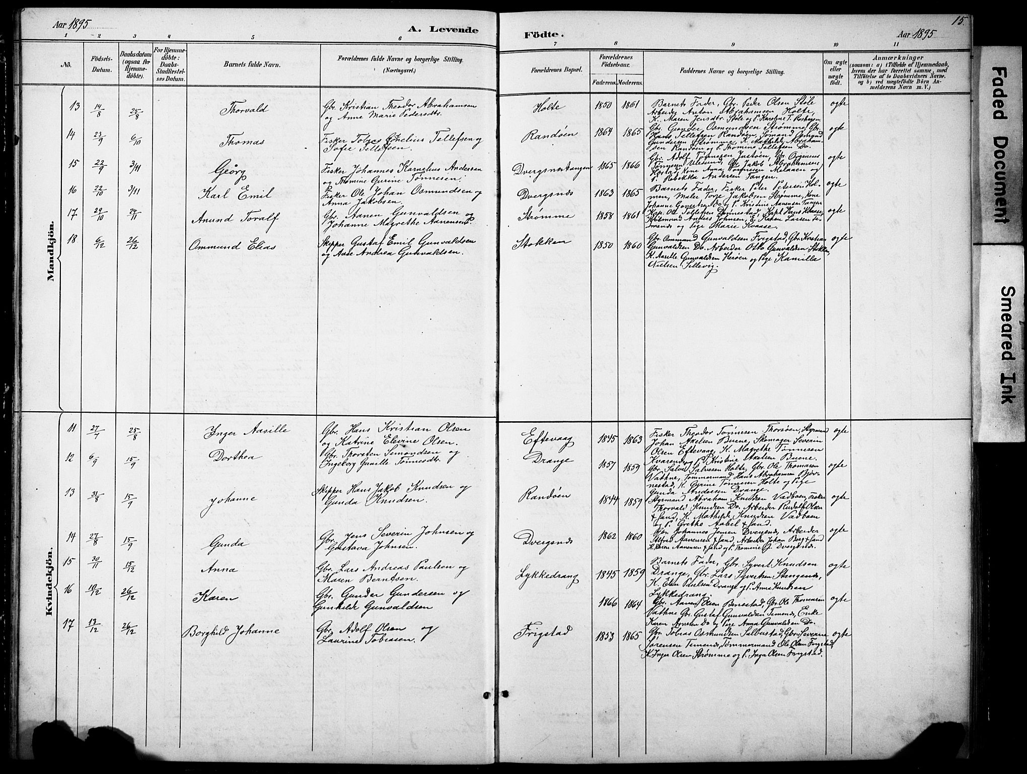 Oddernes sokneprestkontor, SAK/1111-0033/F/Fb/Fbb/L0002: Parish register (copy) no. B 2, 1889-1933, p. 15