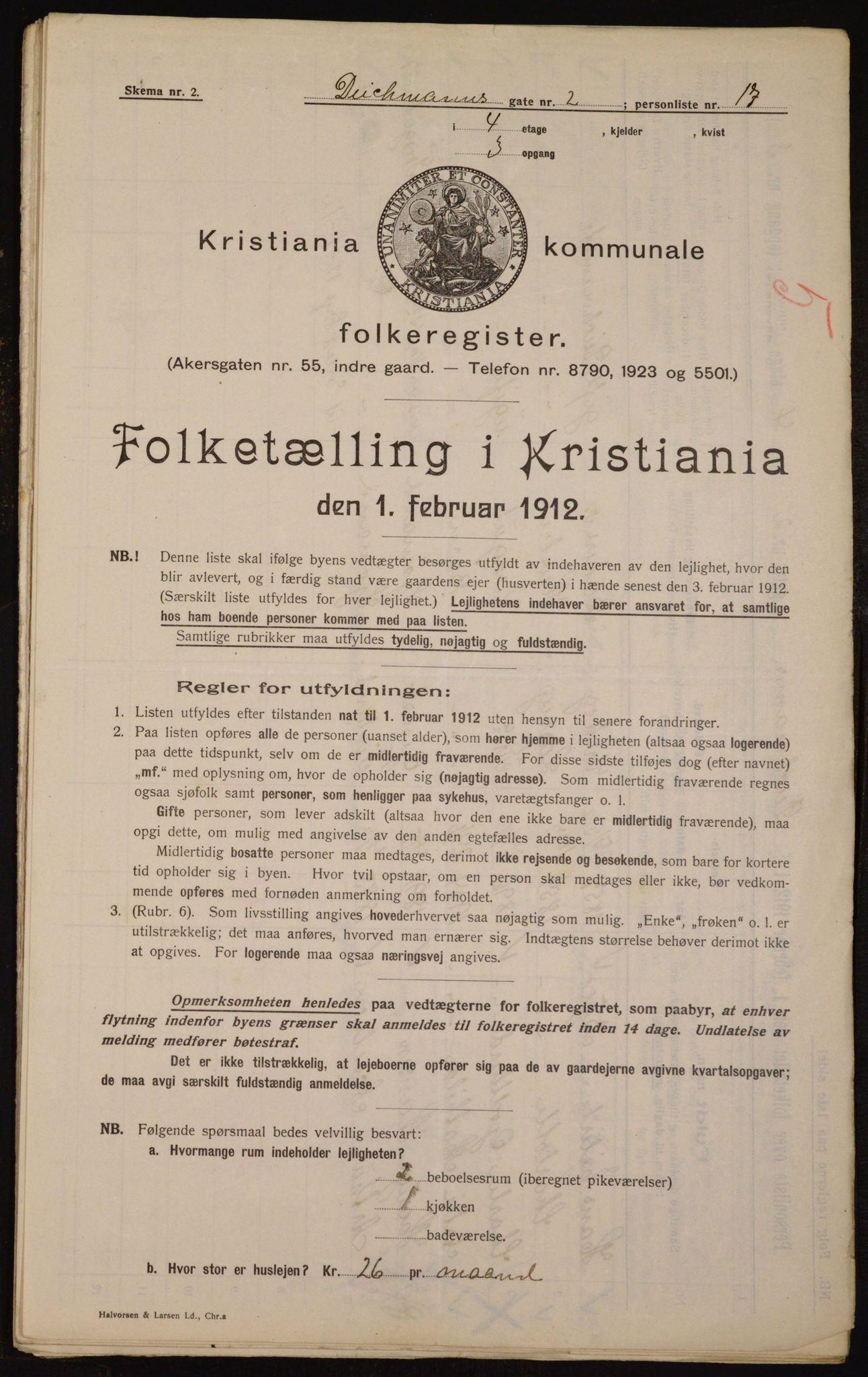 OBA, Municipal Census 1912 for Kristiania, 1912, p. 15302