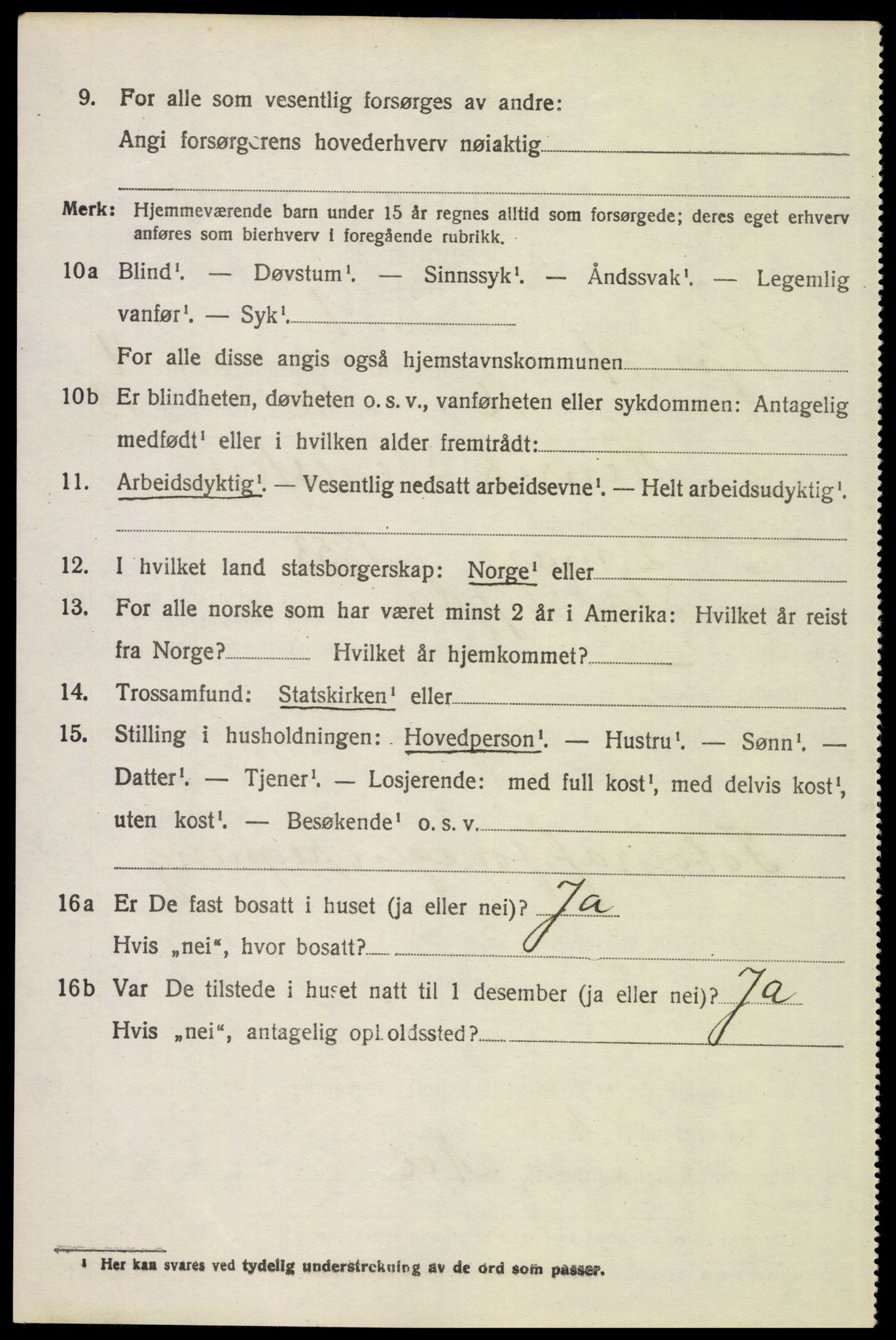 SAH, 1920 census for Tynset, 1920, p. 3397