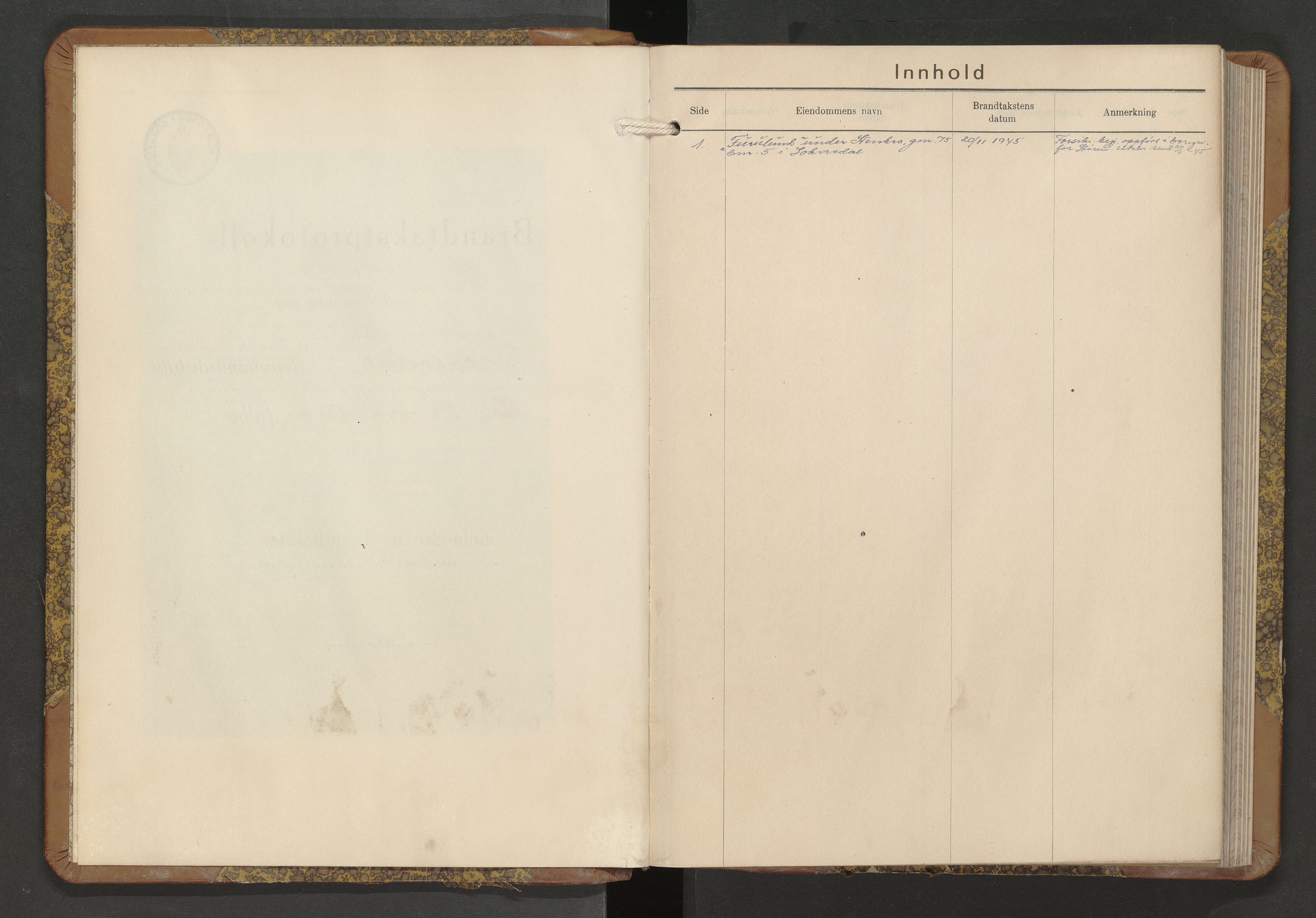 Norges Brannkasse Soknedal, AV/SAT-A-5533/Fb/L0002: Branntakstprotokoll, 1945-1946