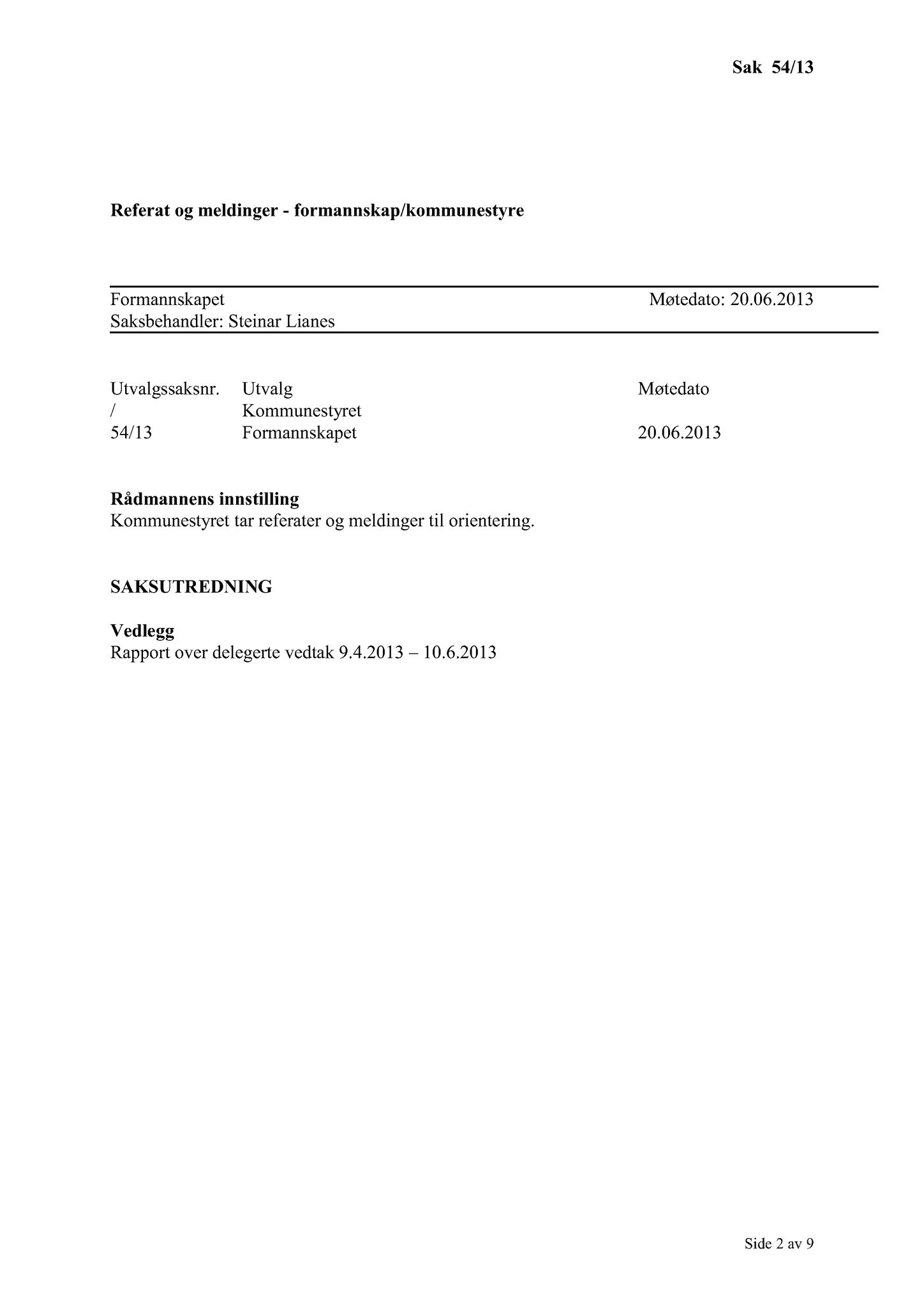 Klæbu Kommune, TRKO/KK/02-FS/L006: Formannsskapet - Møtedokumenter, 2013, p. 1260