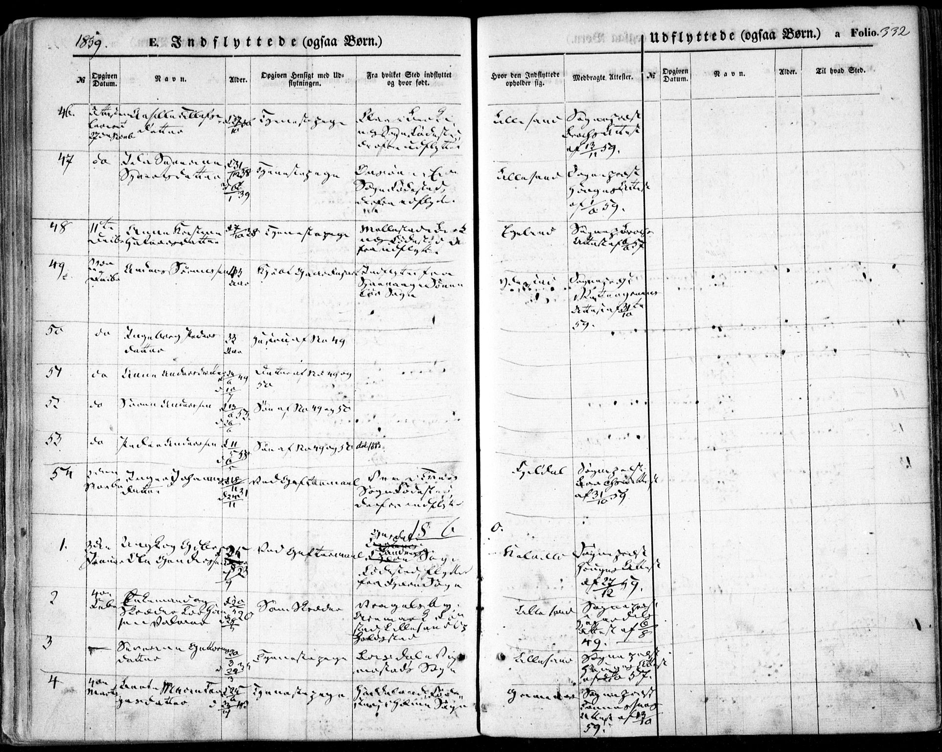 Vestre Moland sokneprestkontor, SAK/1111-0046/F/Fa/Fab/L0007: Parish register (official) no. A 7, 1859-1872, p. 332