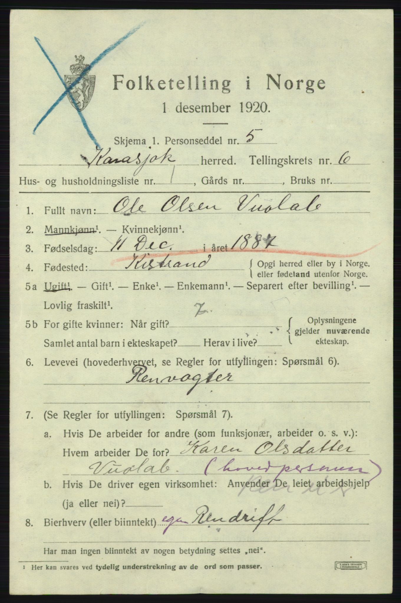 SATØ, 1920 census for Karasjok, 1920, p. 1928