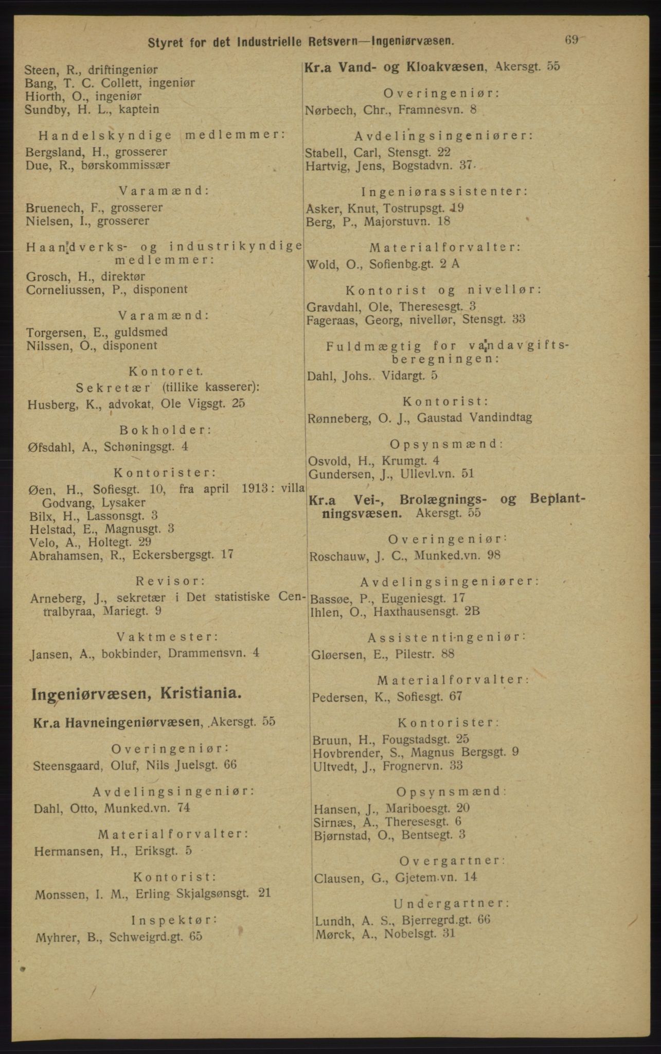 Kristiania/Oslo adressebok, PUBL/-, 1913, p. 71