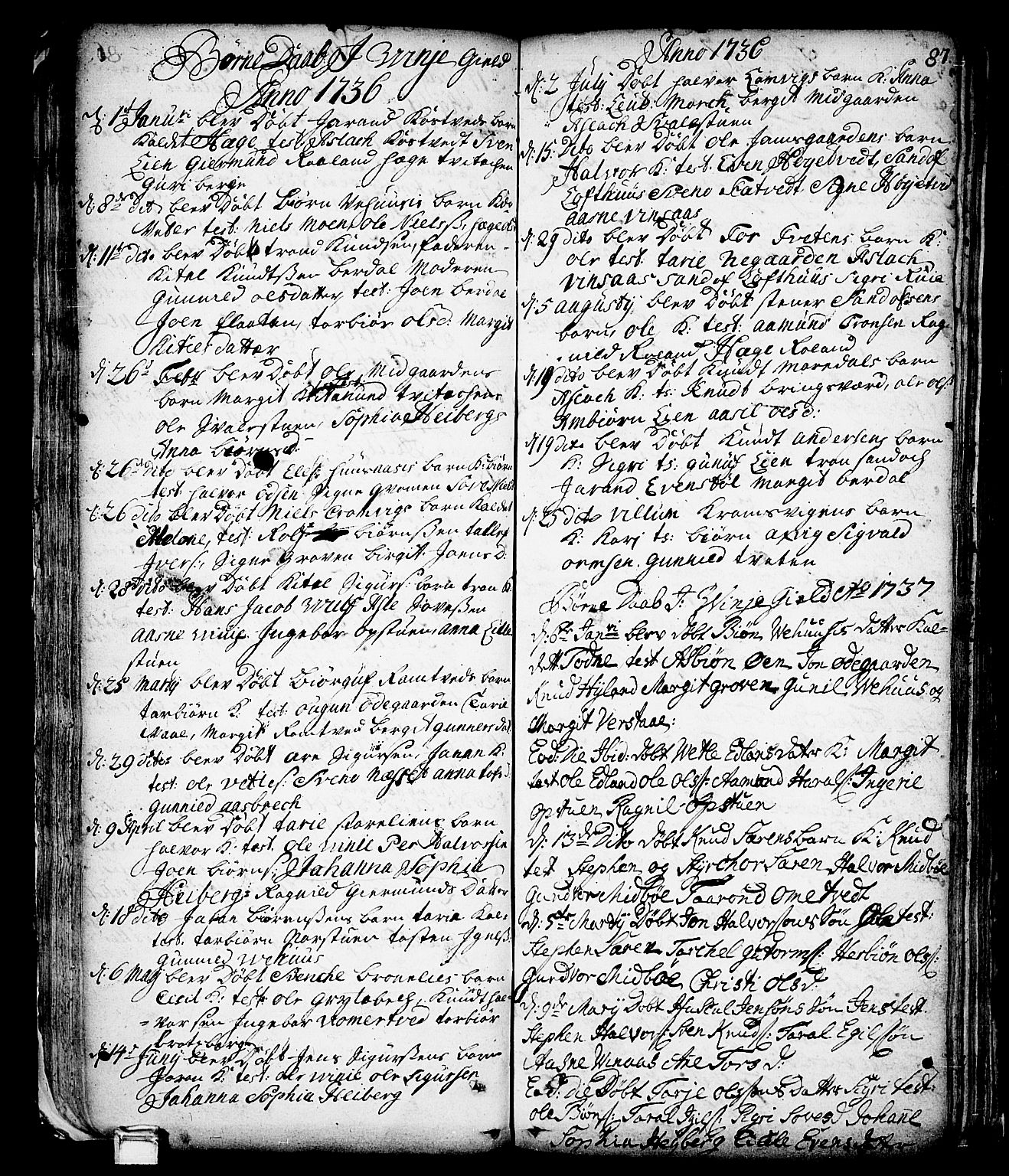 Vinje kirkebøker, SAKO/A-312/F/Fa/L0001: Parish register (official) no. I 1, 1717-1766, p. 87