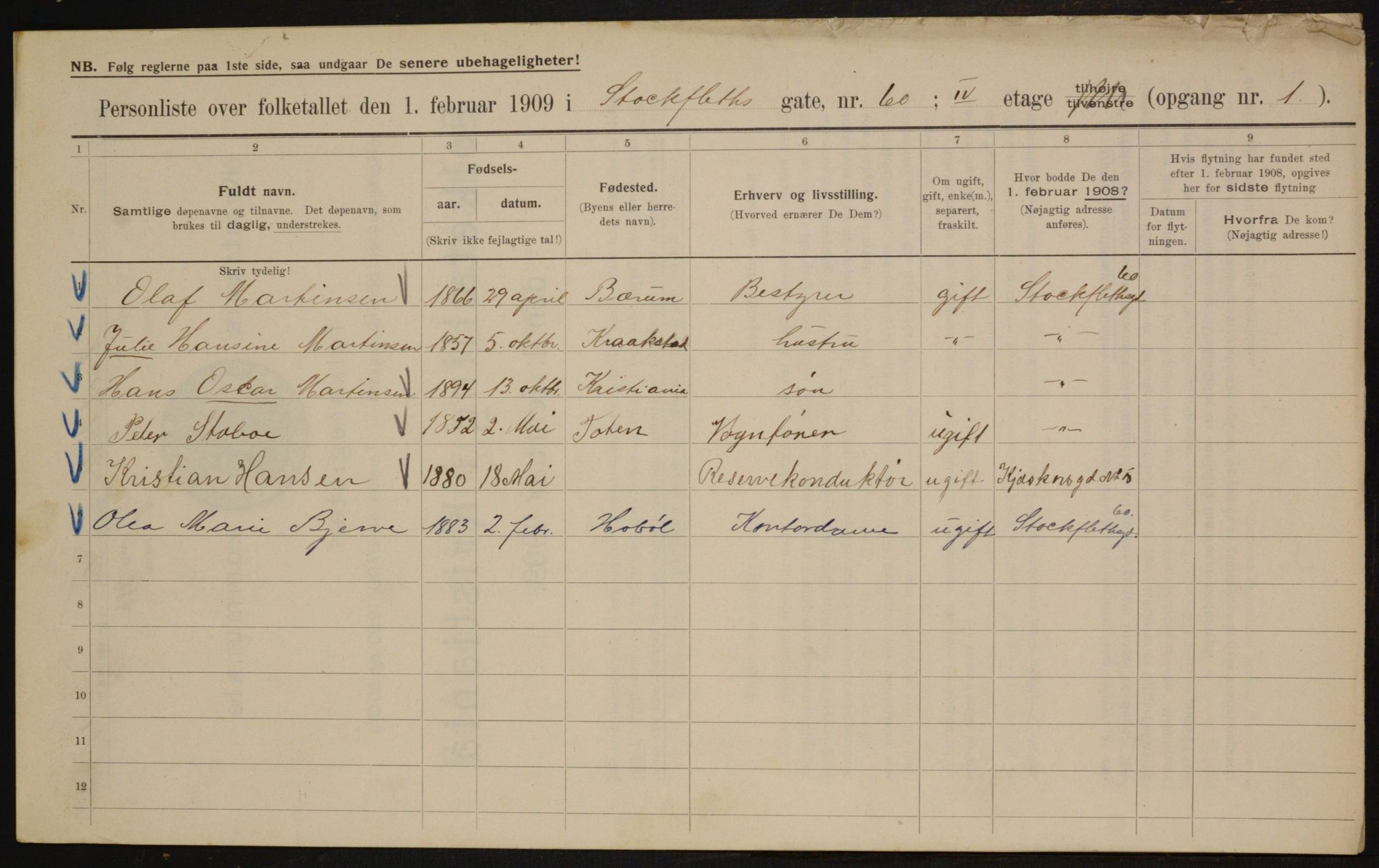 OBA, Municipal Census 1909 for Kristiania, 1909, p. 92581