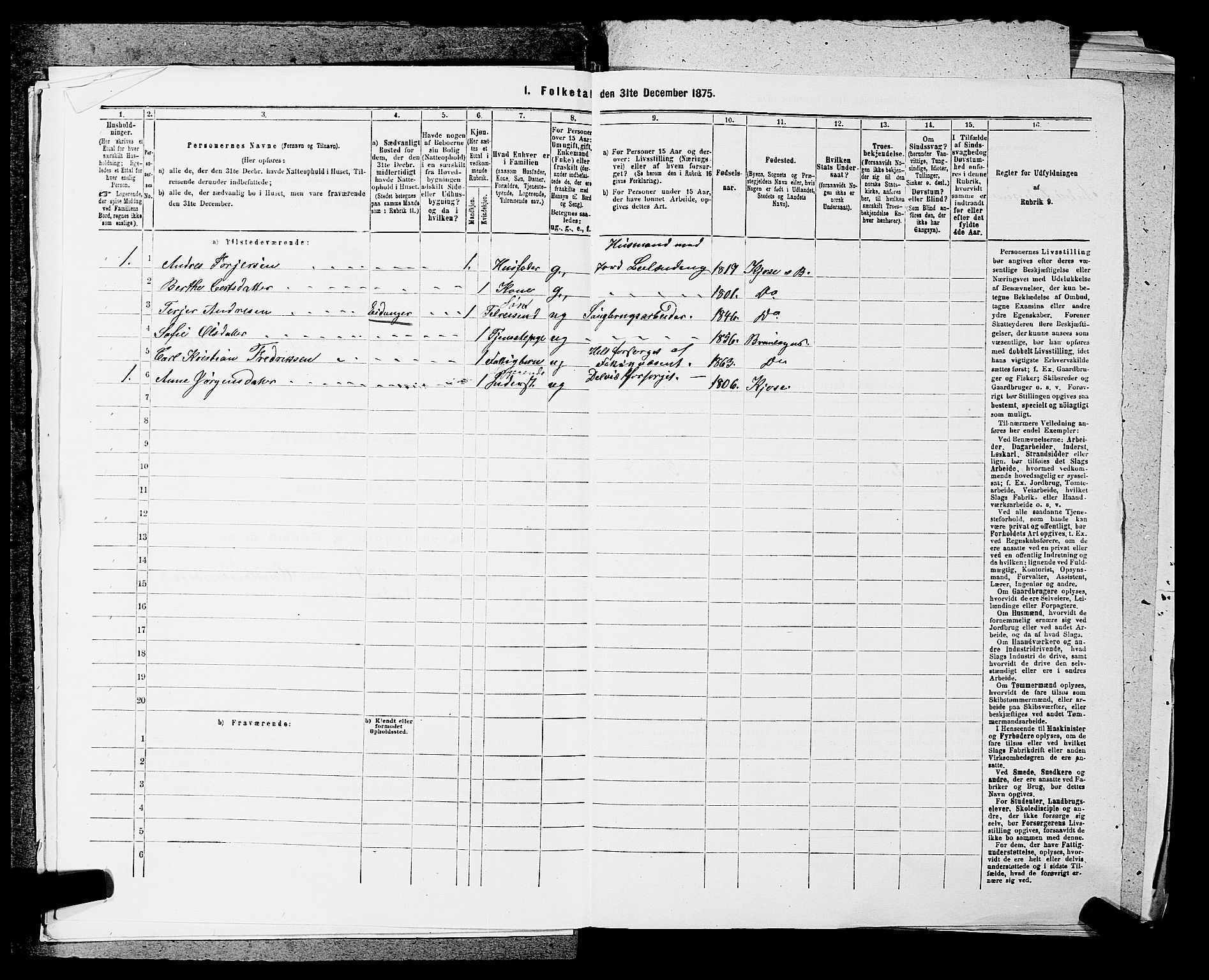 SAKO, 1875 census for 0726P Brunlanes, 1875, p. 197