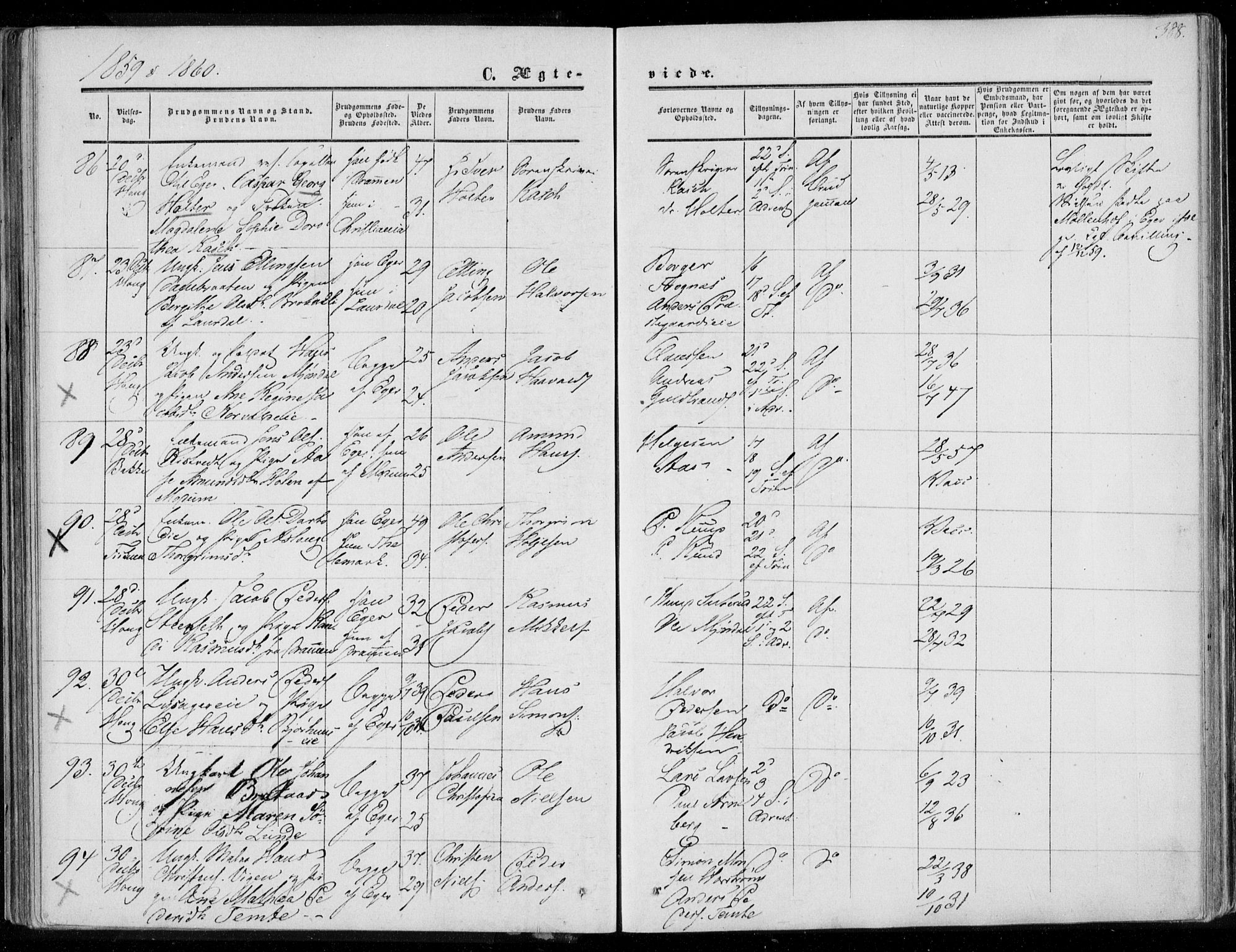 Eiker kirkebøker, AV/SAKO-A-4/F/Fa/L0015b: Parish register (official) no. I 15B, 1854-1860, p. 388