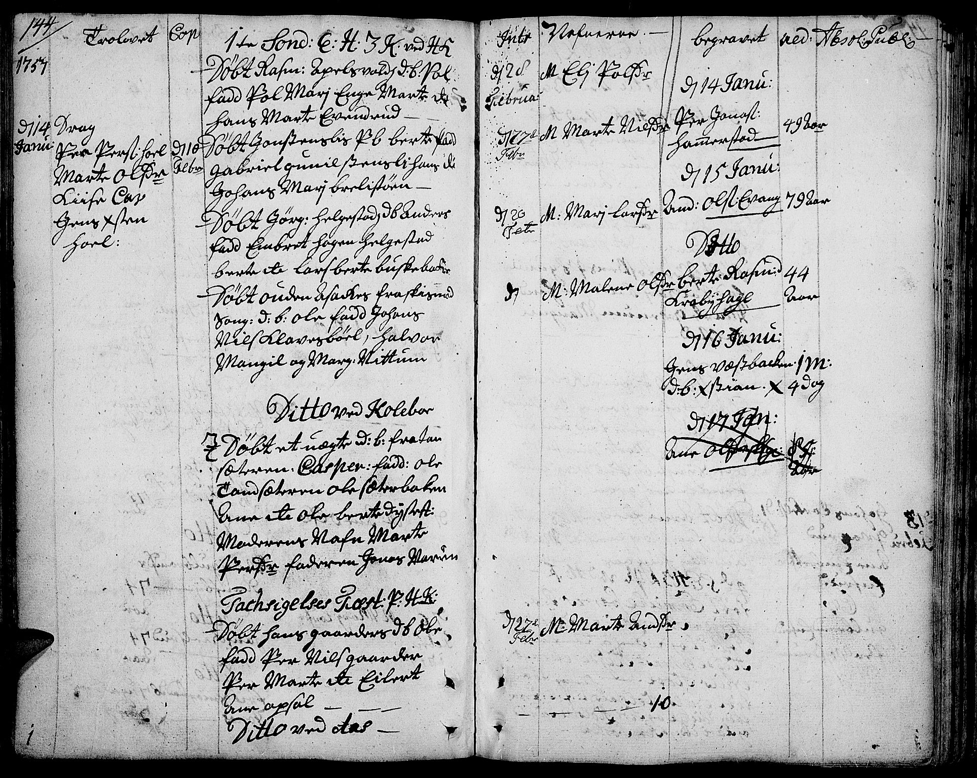Toten prestekontor, SAH/PREST-102/H/Ha/Haa/L0004: Parish register (official) no. 4, 1751-1761, p. 144
