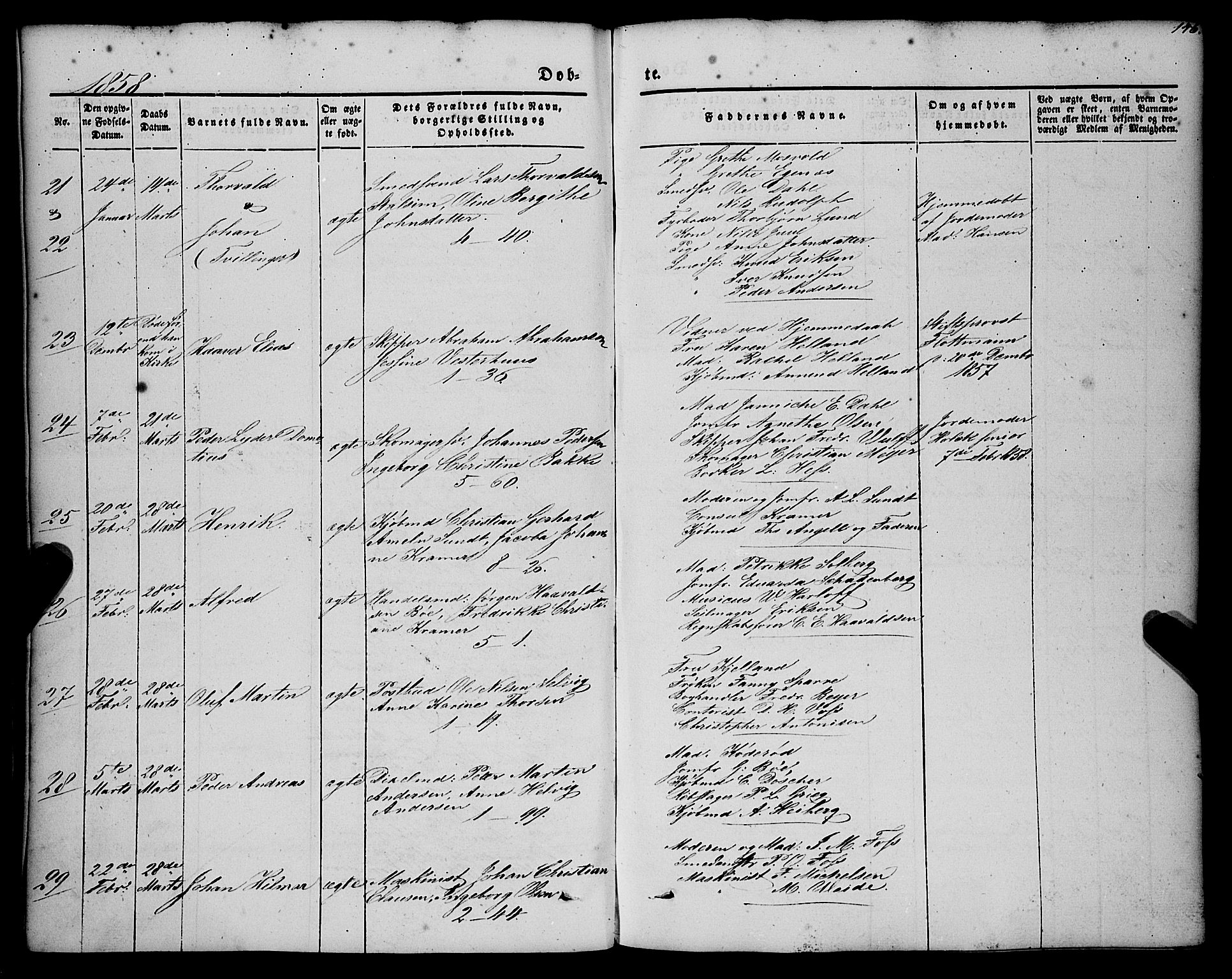 Nykirken Sokneprestembete, SAB/A-77101/H/Haa/L0014: Parish register (official) no. B 1, 1844-1858, p. 146