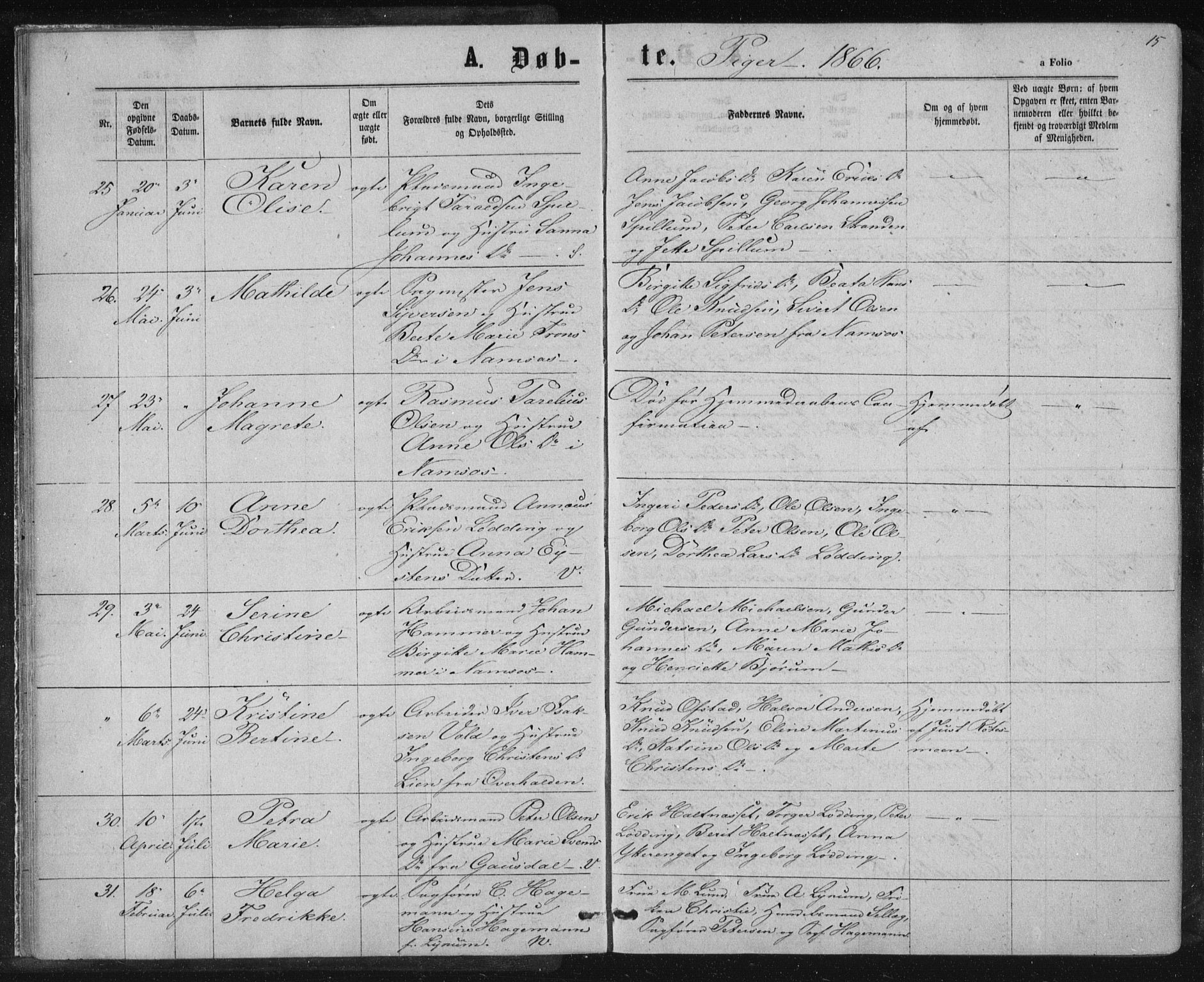 Ministerialprotokoller, klokkerbøker og fødselsregistre - Nord-Trøndelag, SAT/A-1458/768/L0570: Parish register (official) no. 768A05, 1865-1874, p. 15