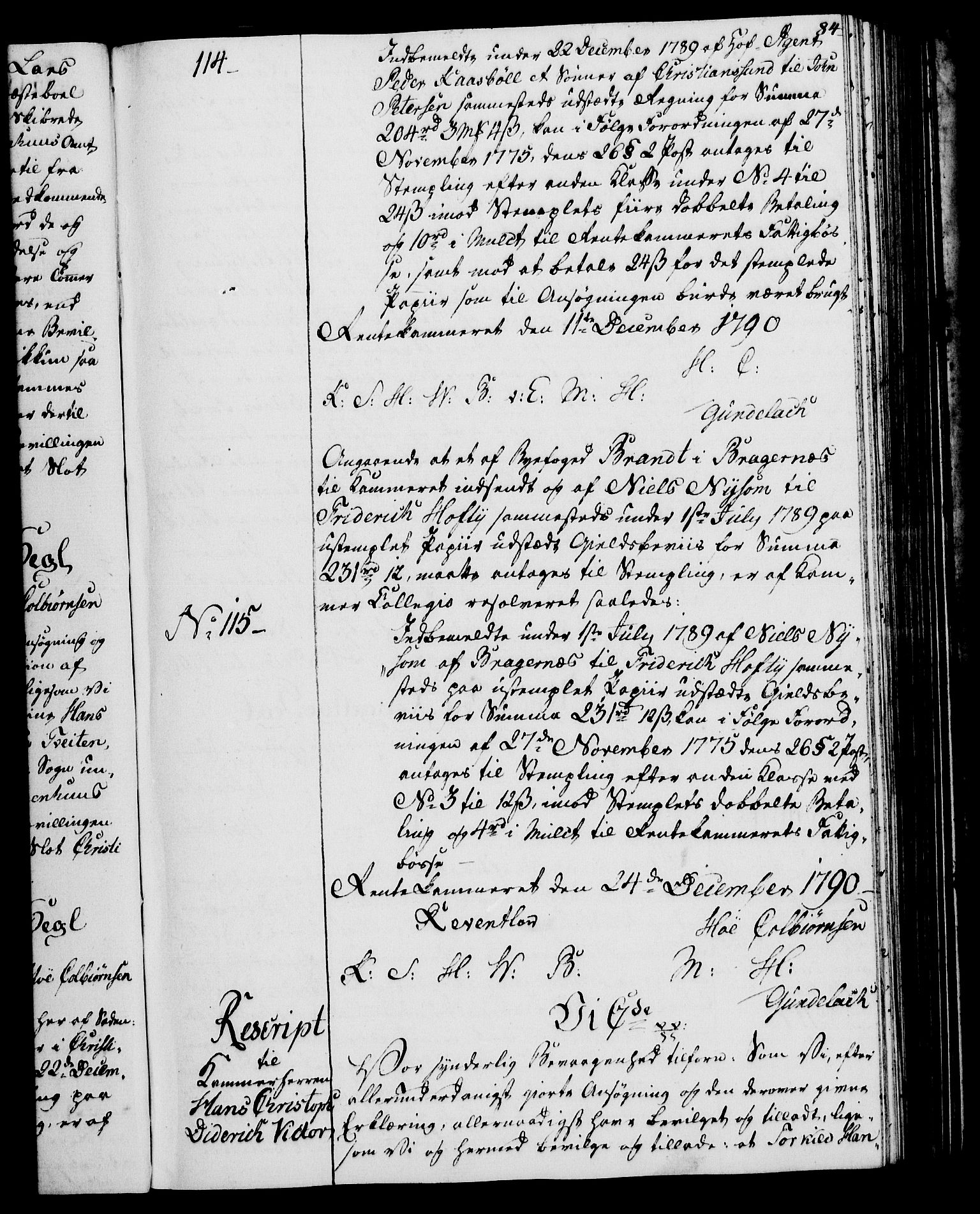 Rentekammeret, Kammerkanselliet, AV/RA-EA-3111/G/Gg/Gga/L0015: Norsk ekspedisjonsprotokoll med register (merket RK 53.15), 1790-1791, p. 84