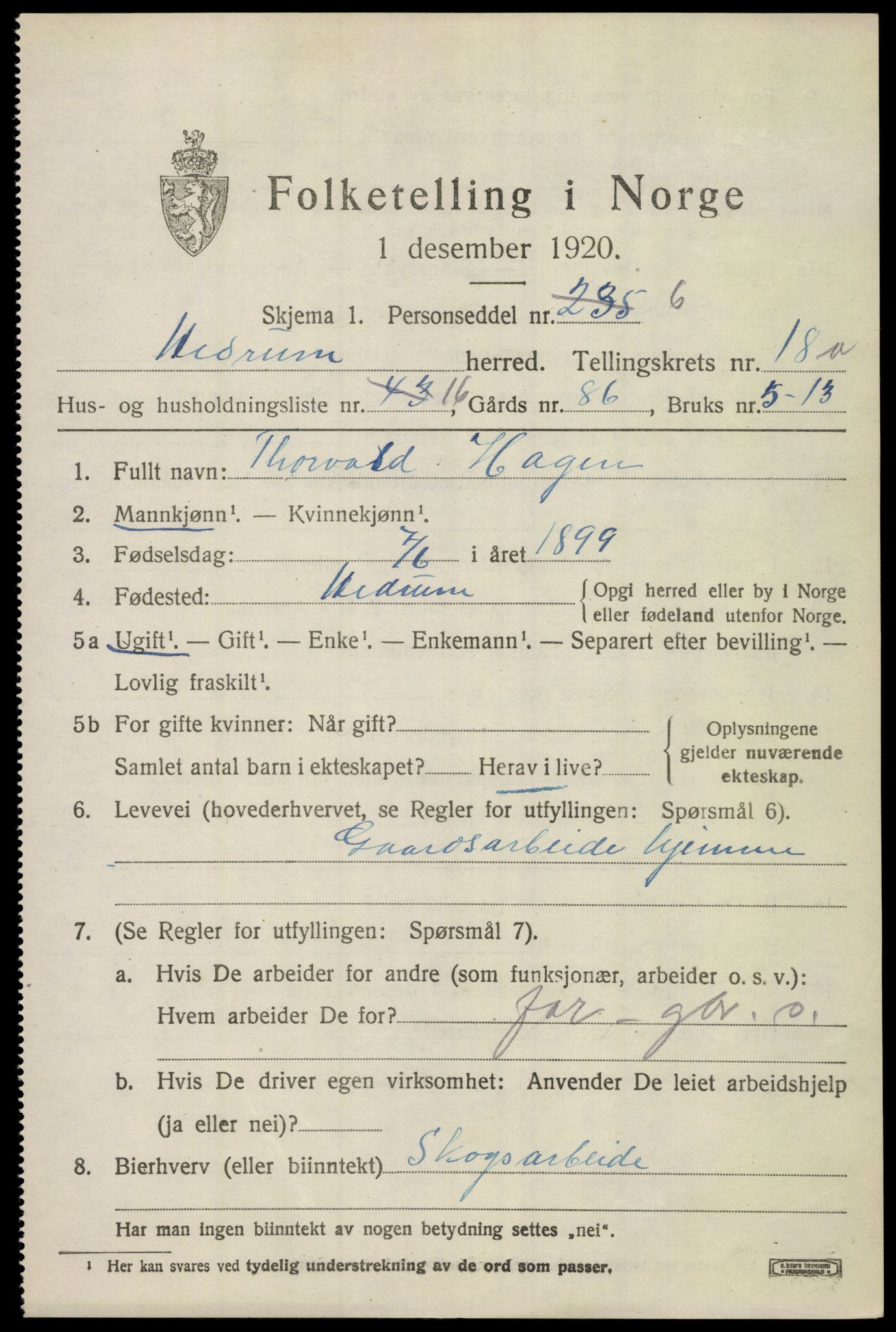 SAKO, 1920 census for Hedrum, 1920, p. 10981