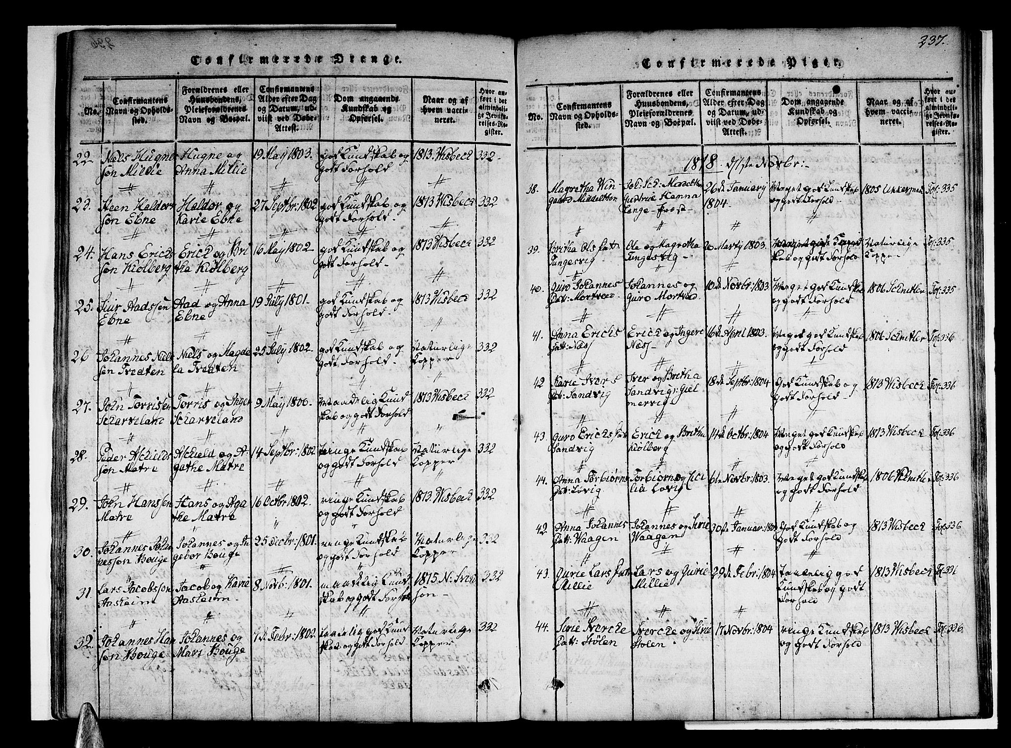 Skånevik sokneprestembete, AV/SAB-A-77801/H/Haa: Parish register (official) no. A 3, 1815-1828, p. 237