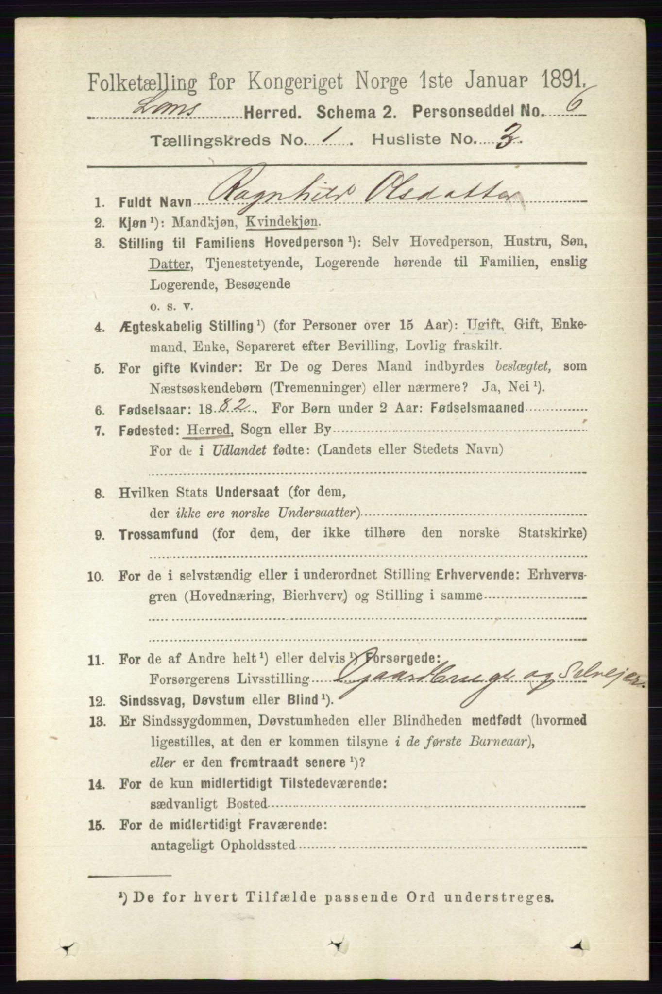 RA, 1891 census for 0514 Lom, 1891, p. 131