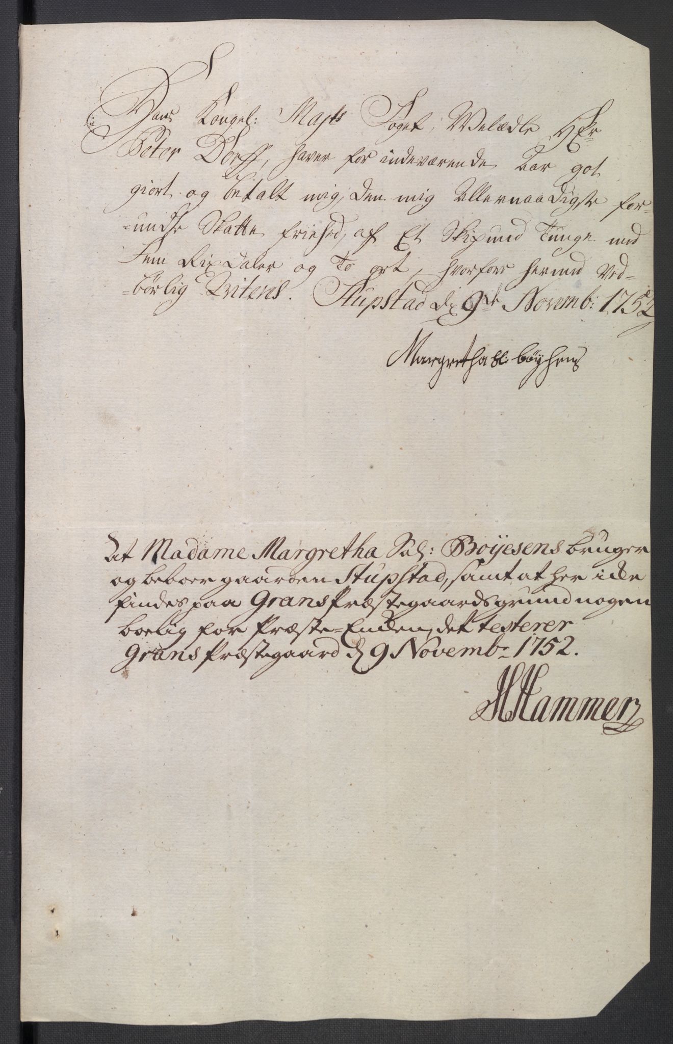 Rentekammeret inntil 1814, Reviderte regnskaper, Fogderegnskap, AV/RA-EA-4092/R18/L1349: Fogderegnskap Hadeland, Toten og Valdres, 1752-1753, p. 201