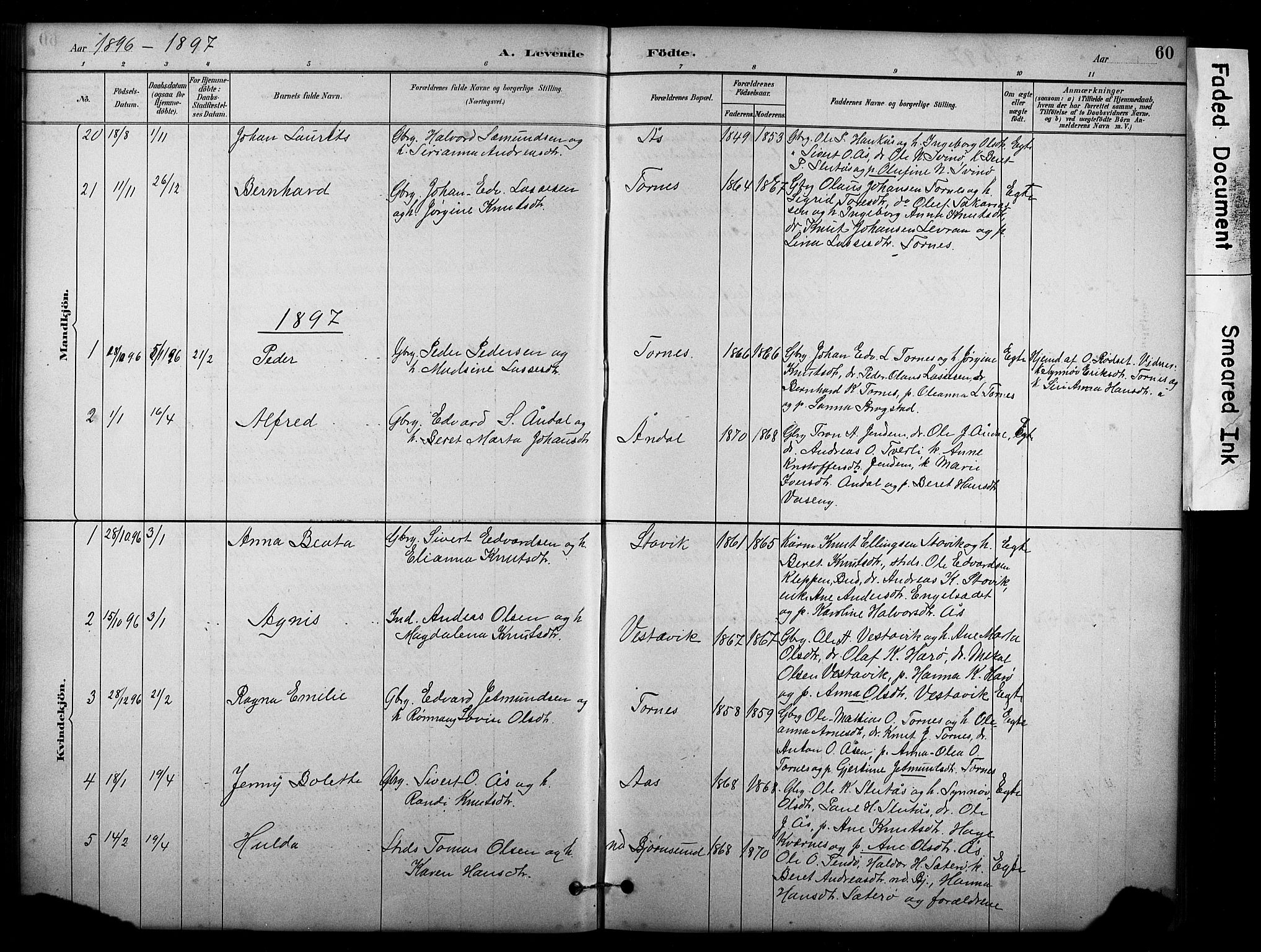 Ministerialprotokoller, klokkerbøker og fødselsregistre - Møre og Romsdal, AV/SAT-A-1454/565/L0755: Parish register (copy) no. 565C04, 1883-1903, p. 60