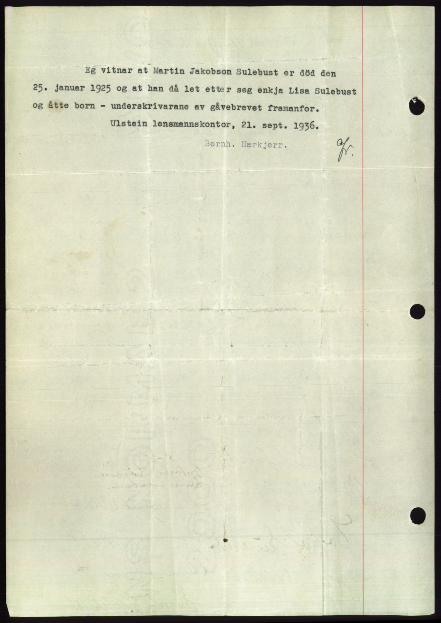 Søre Sunnmøre sorenskriveri, SAT/A-4122/1/2/2C/L0062: Mortgage book no. 56, 1936-1937, Diary no: : 1754/1936