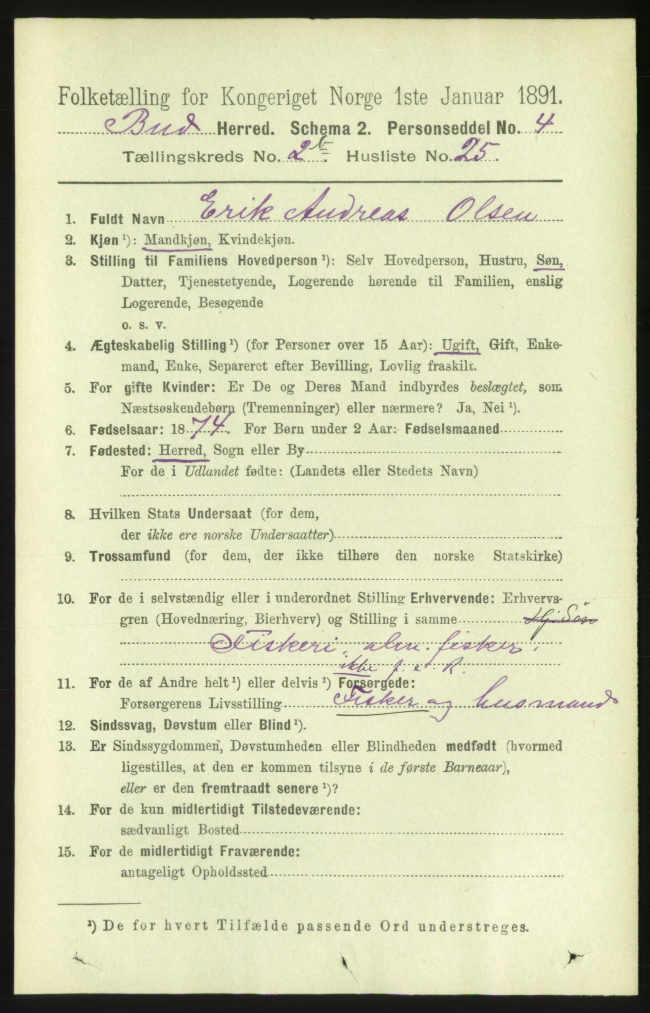 RA, 1891 census for 1549 Bud, 1891, p. 1376