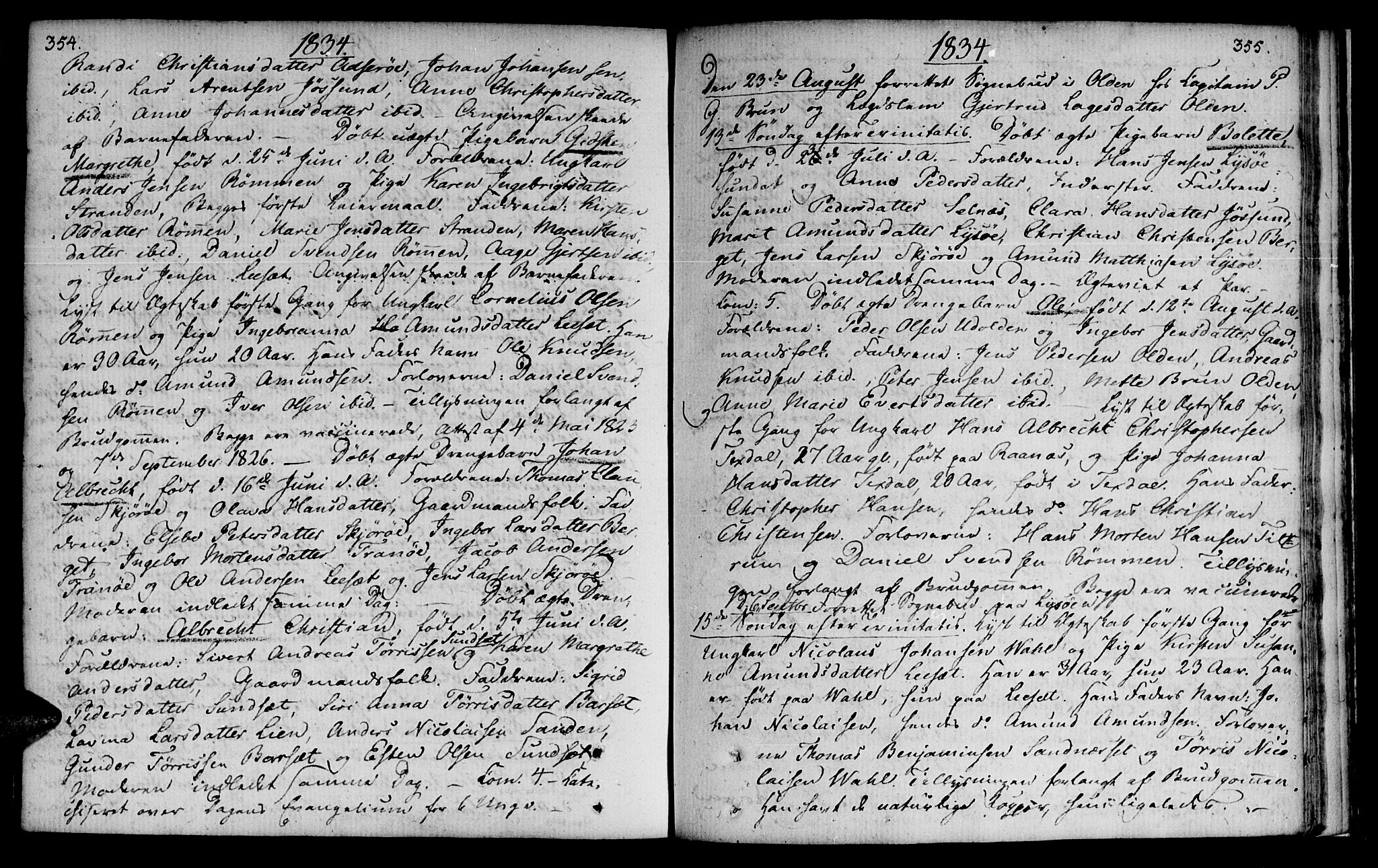 Ministerialprotokoller, klokkerbøker og fødselsregistre - Sør-Trøndelag, SAT/A-1456/655/L0674: Parish register (official) no. 655A03, 1802-1826, p. 354-355