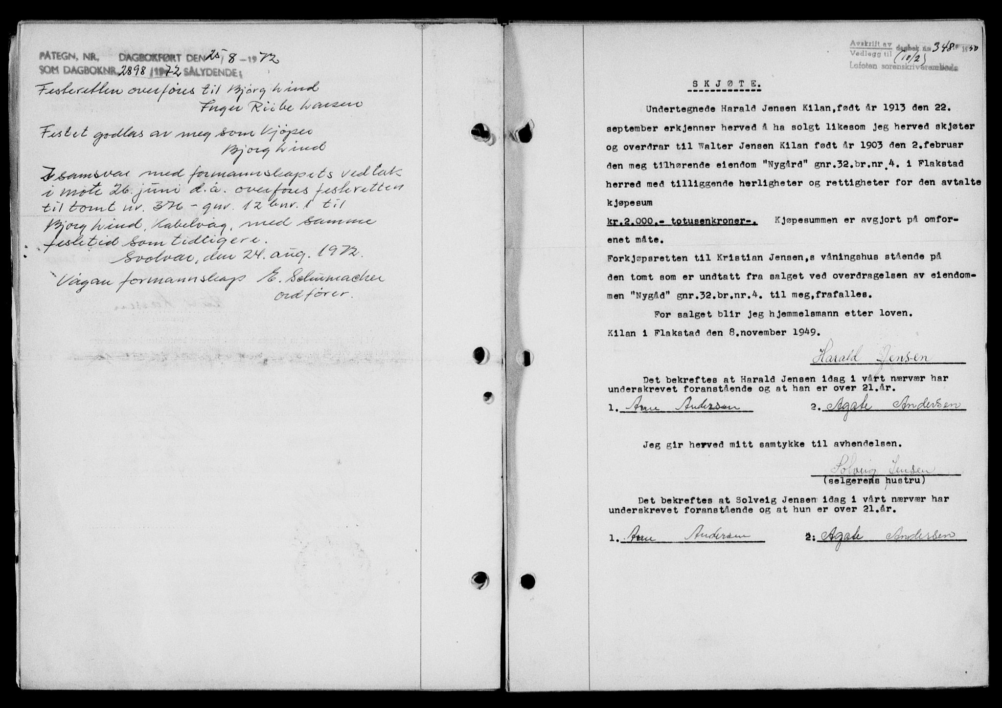 Lofoten sorenskriveri, SAT/A-0017/1/2/2C/L0023a: Mortgage book no. 23a, 1950-1950, Diary no: : 348/1950