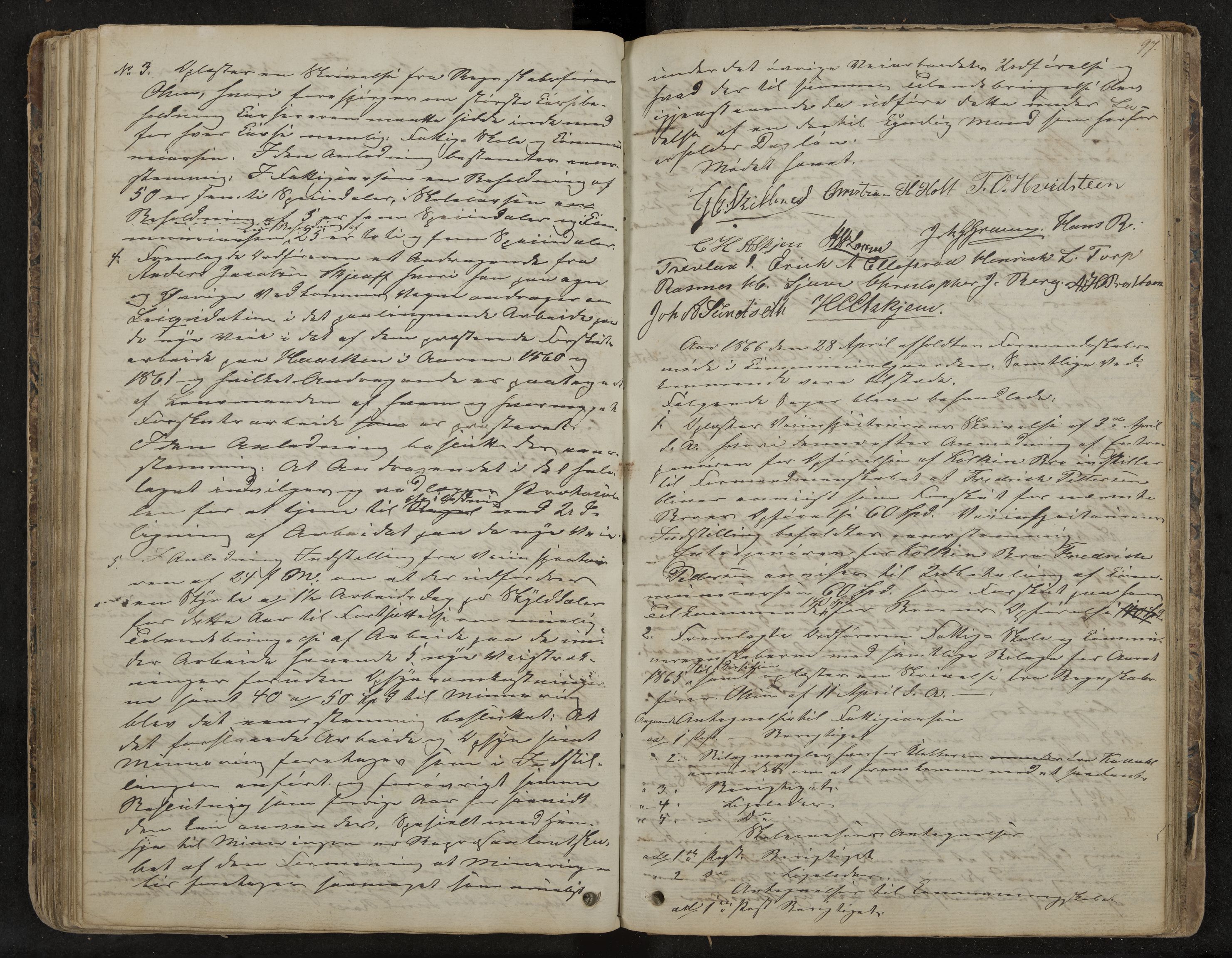 Andebu formannskap og sentraladministrasjon, IKAK/0719021-1/A/Aa/L0001: Møtebok med register, 1837-1869, p. 97