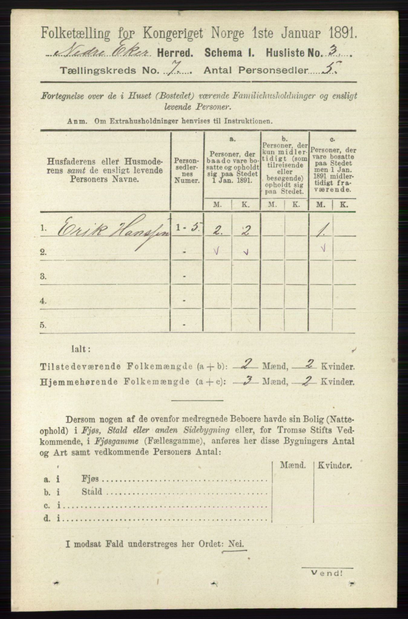 RA, 1891 census for 0625 Nedre Eiker, 1891, p. 3342