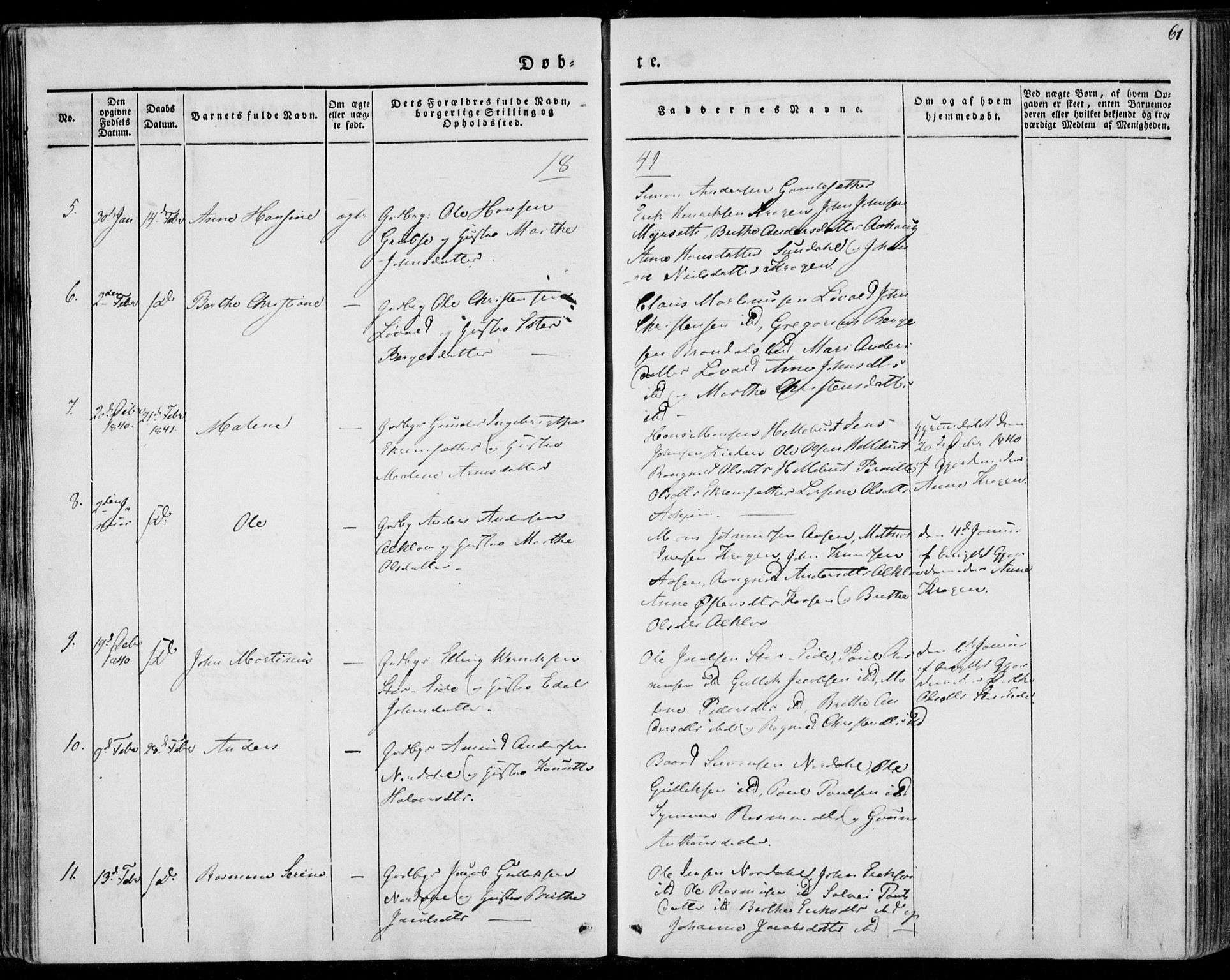 Ministerialprotokoller, klokkerbøker og fødselsregistre - Møre og Romsdal, SAT/A-1454/501/L0005: Parish register (official) no. 501A05, 1831-1844, p. 61