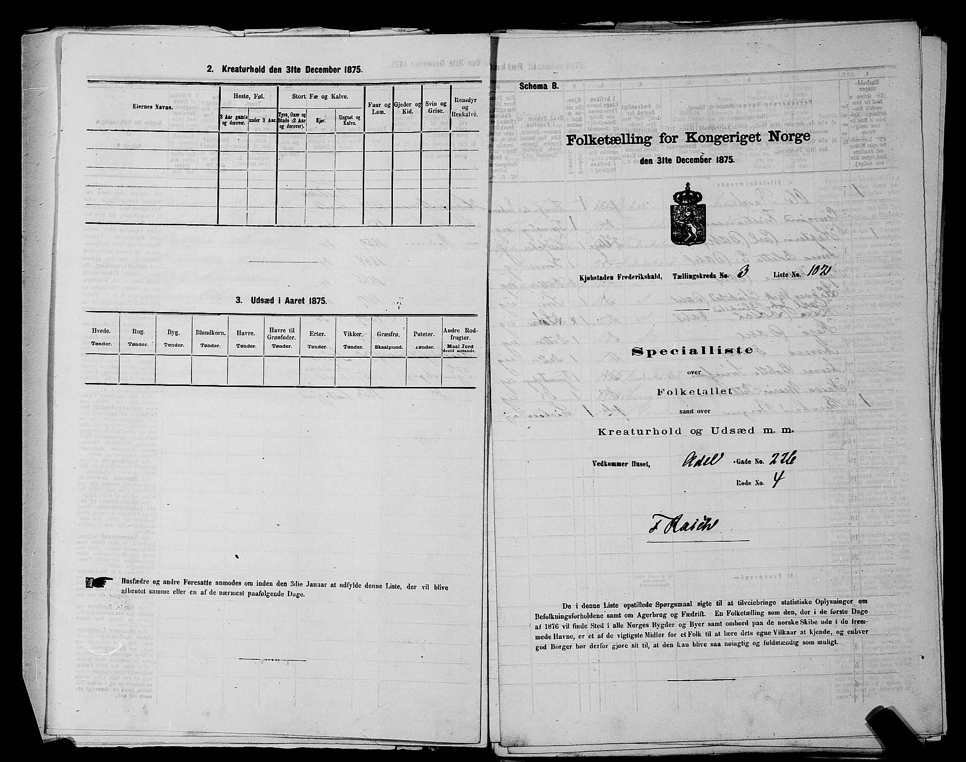 RA, 1875 census for 0101P Fredrikshald, 1875, p. 242