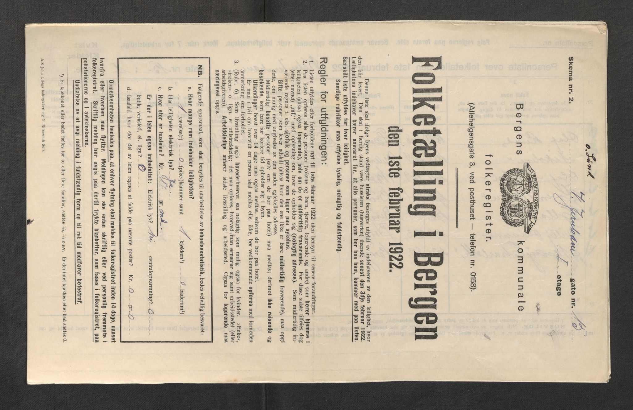 SAB, Municipal Census 1922 for Bergen, 1922, p. 15978