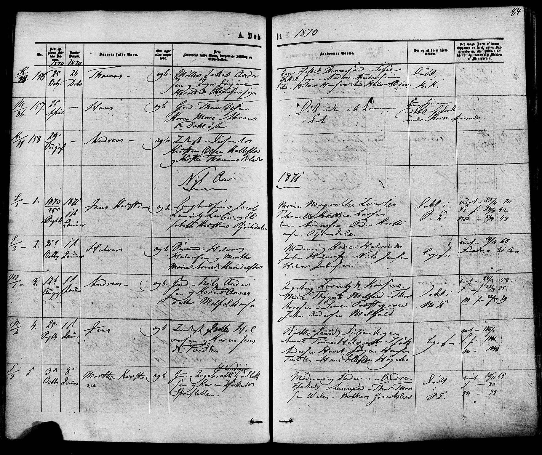 Solum kirkebøker, SAKO/A-306/F/Fa/L0008: Parish register (official) no. I 8, 1865-1876, p. 84