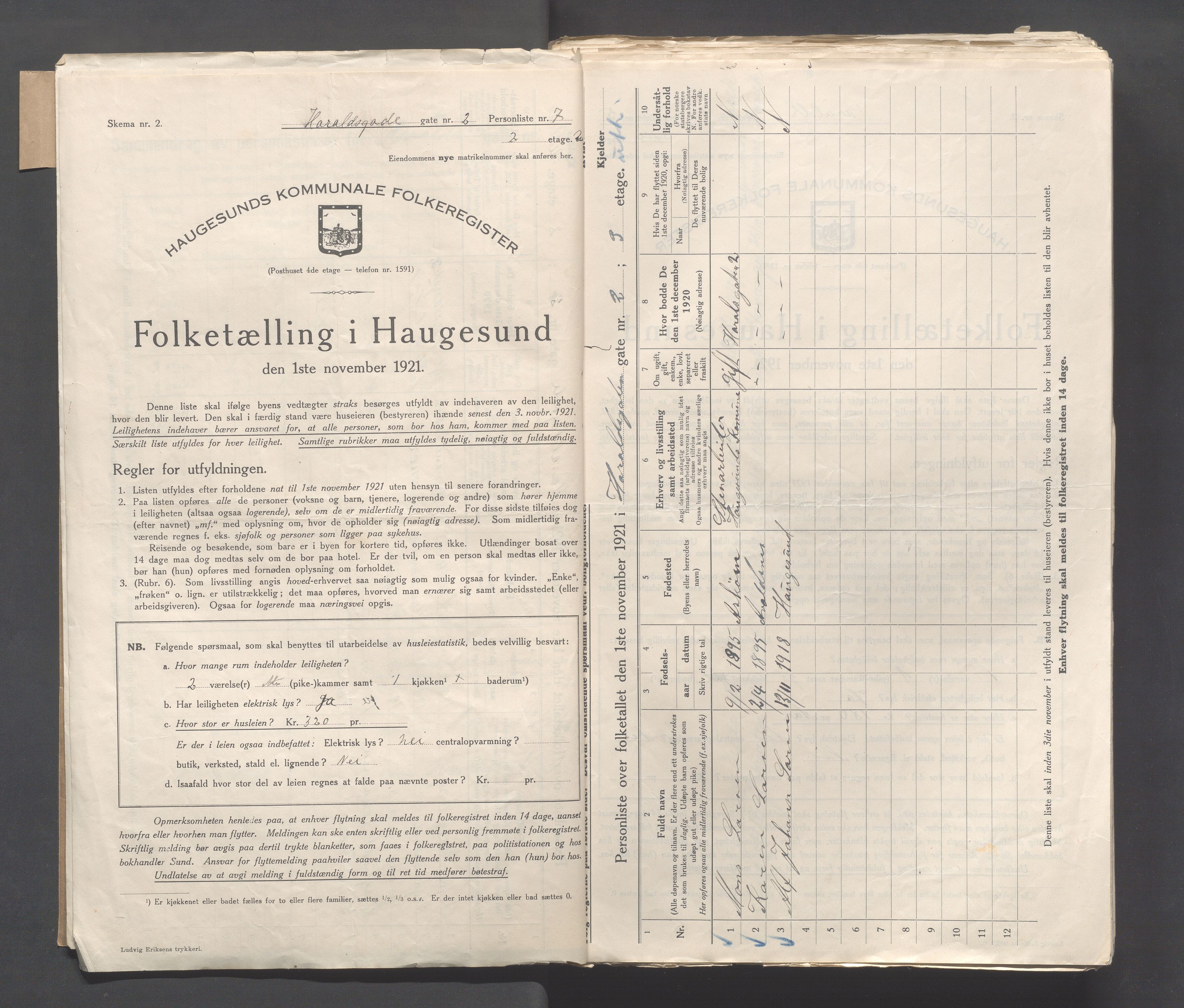 IKAR, Local census 1.11.1921 for Haugesund, 1921, p. 1247