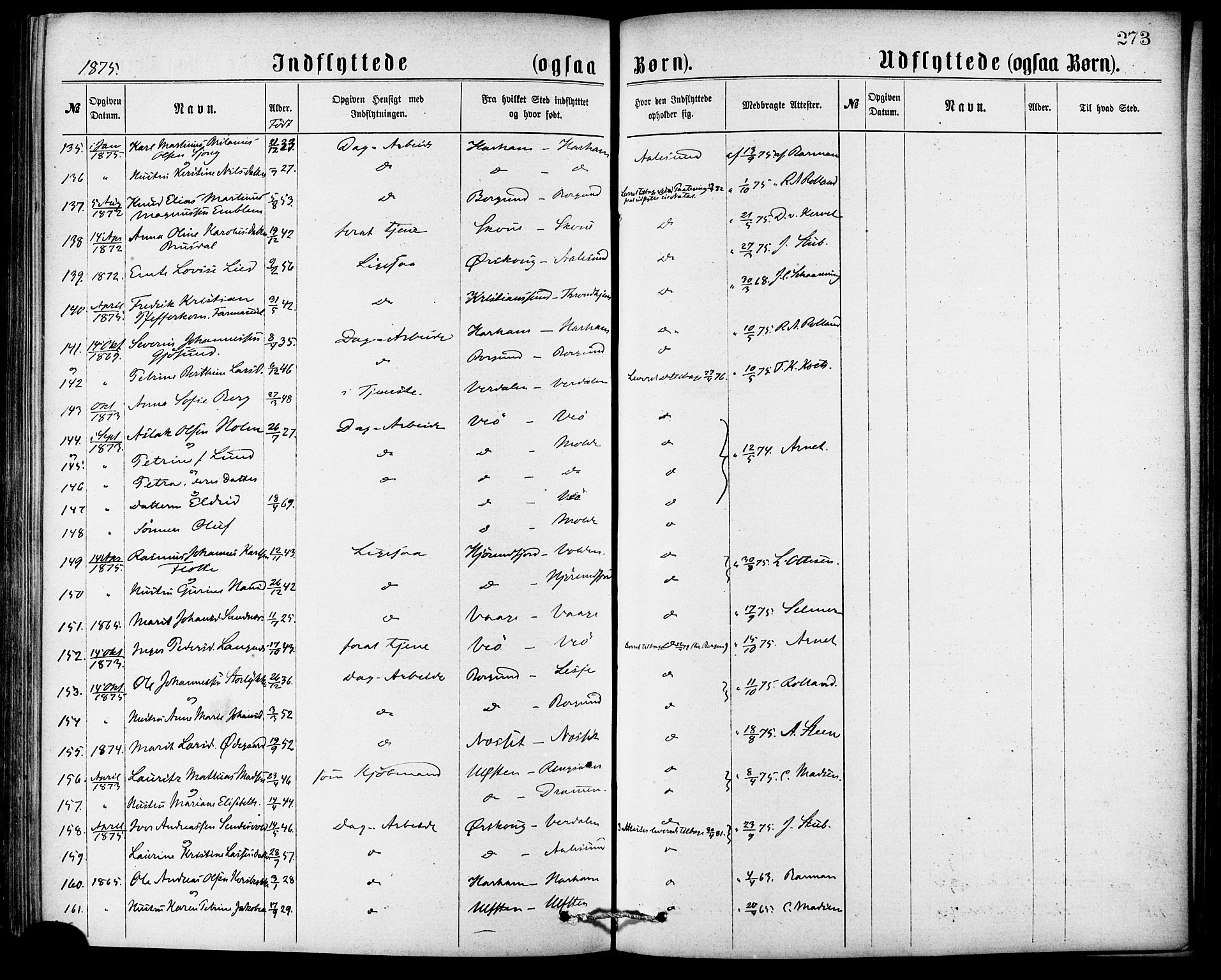 Ministerialprotokoller, klokkerbøker og fødselsregistre - Møre og Romsdal, AV/SAT-A-1454/529/L0453: Parish register (official) no. 529A03, 1872-1877, p. 273