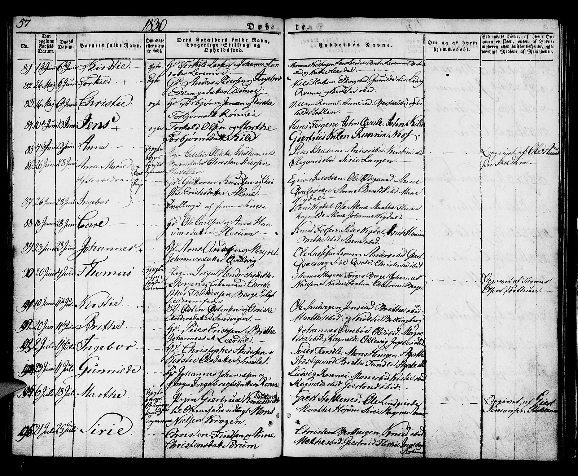 Luster sokneprestembete, SAB/A-81101/H/Haa/Haaa/L0004: Parish register (official) no. A 4, 1821-1832, p. 57