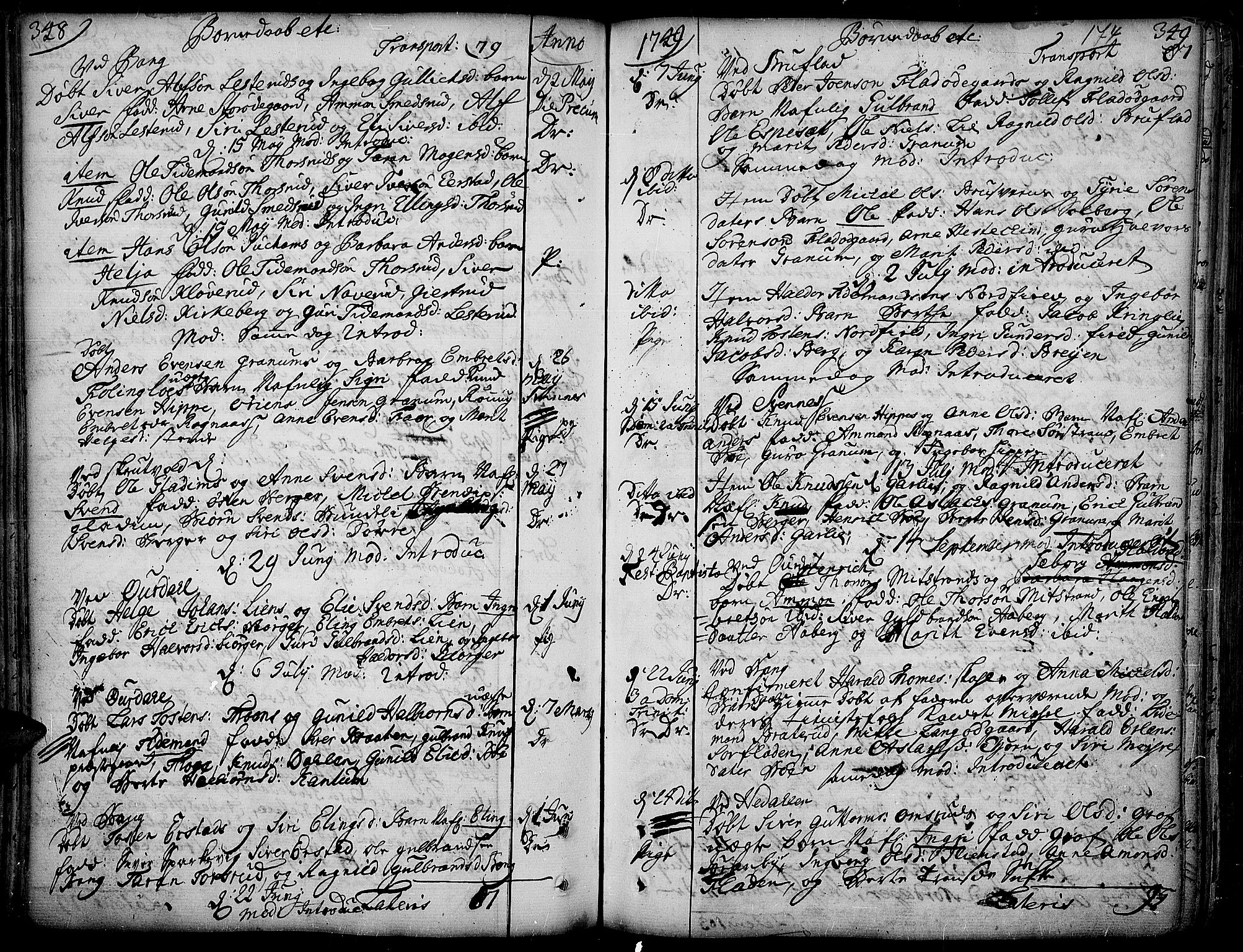 Aurdal prestekontor, AV/SAH-PREST-126/H/Ha/Haa/L0004: Parish register (official) no. 4, 1730-1762, p. 348-349