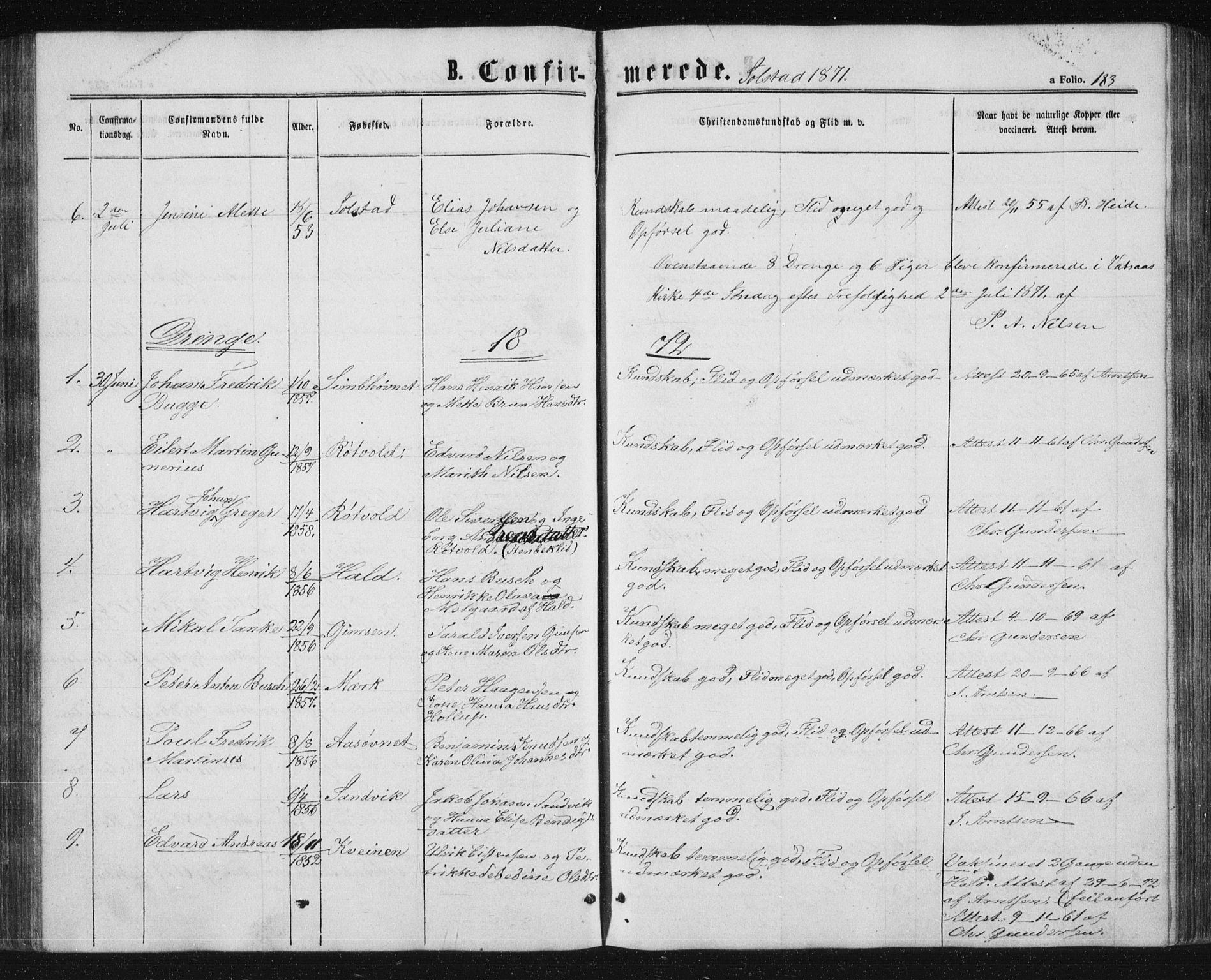 Ministerialprotokoller, klokkerbøker og fødselsregistre - Nordland, SAT/A-1459/810/L0159: Parish register (copy) no. 810C02 /2, 1863-1883, p. 183
