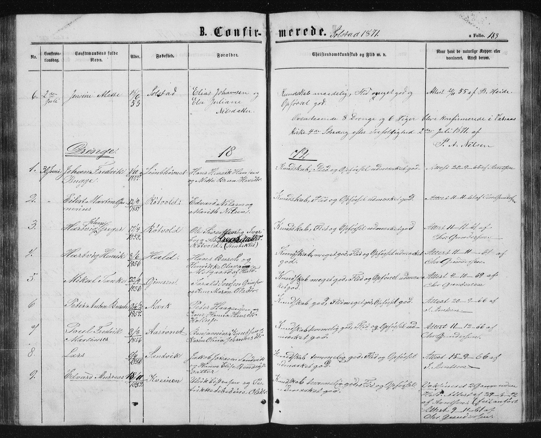 Ministerialprotokoller, klokkerbøker og fødselsregistre - Nordland, AV/SAT-A-1459/810/L0159: Parish register (copy) no. 810C02 /2, 1863-1883, p. 183