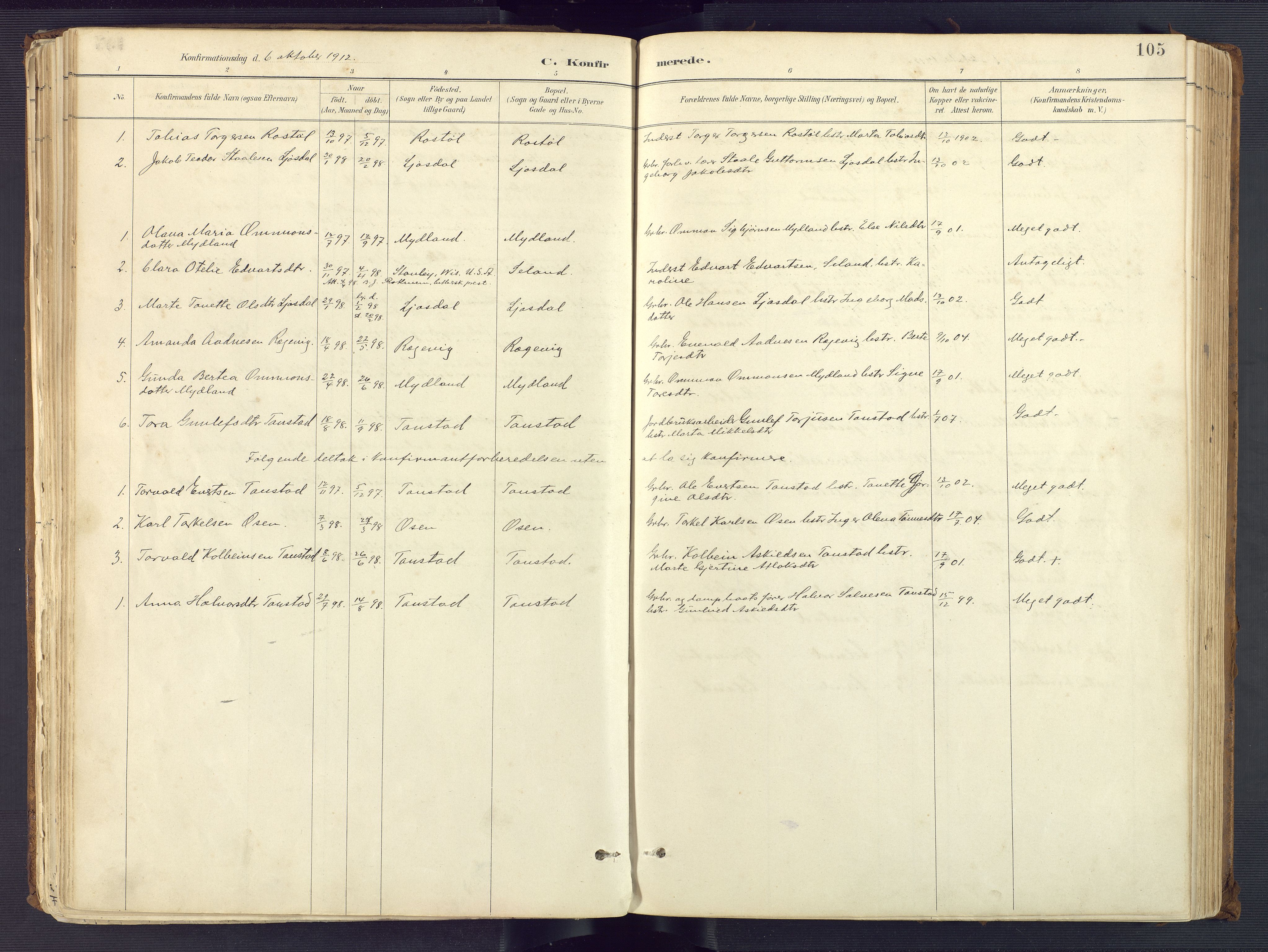 Sirdal sokneprestkontor, AV/SAK-1111-0036/F/Fa/Fab/L0004: Parish register (official) no. A 4, 1887-1919, p. 105