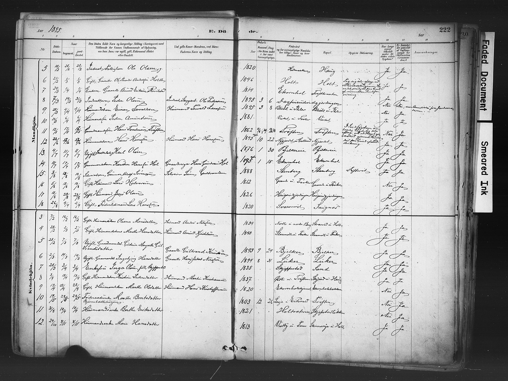 Nord-Odal prestekontor, AV/SAH-PREST-032/H/Ha/Haa/L0006: Parish register (official) no. 6, 1886-1901, p. 222