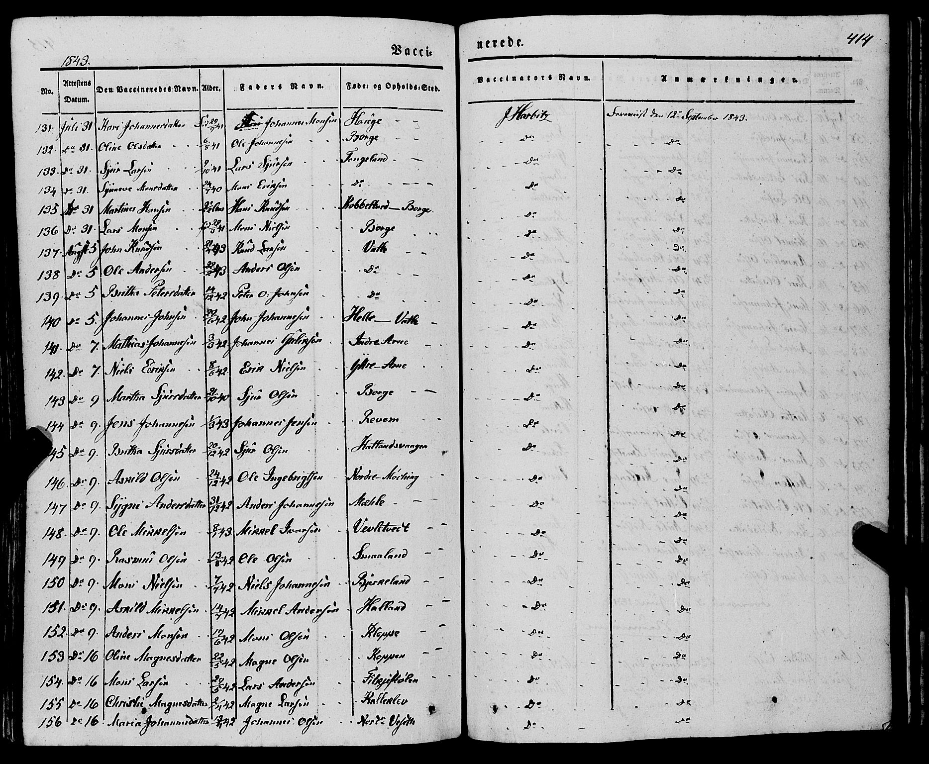 Haus sokneprestembete, AV/SAB-A-75601/H/Haa: Parish register (official) no. A 15, 1838-1847, p. 414