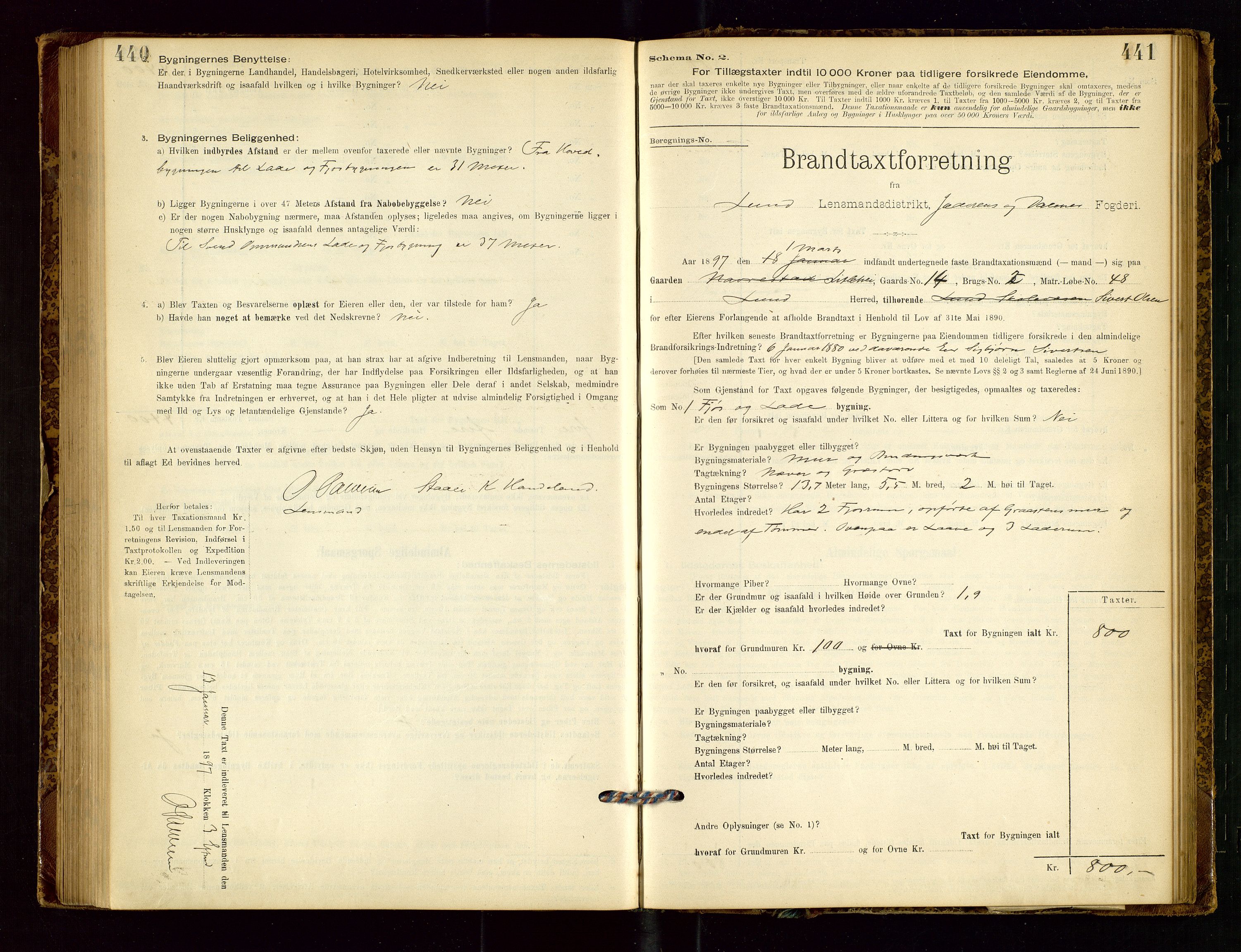 Lund lensmannskontor, SAST/A-100303/Gob/L0001: "Brandtakstprotokol", 1894-1907, p. 440-441