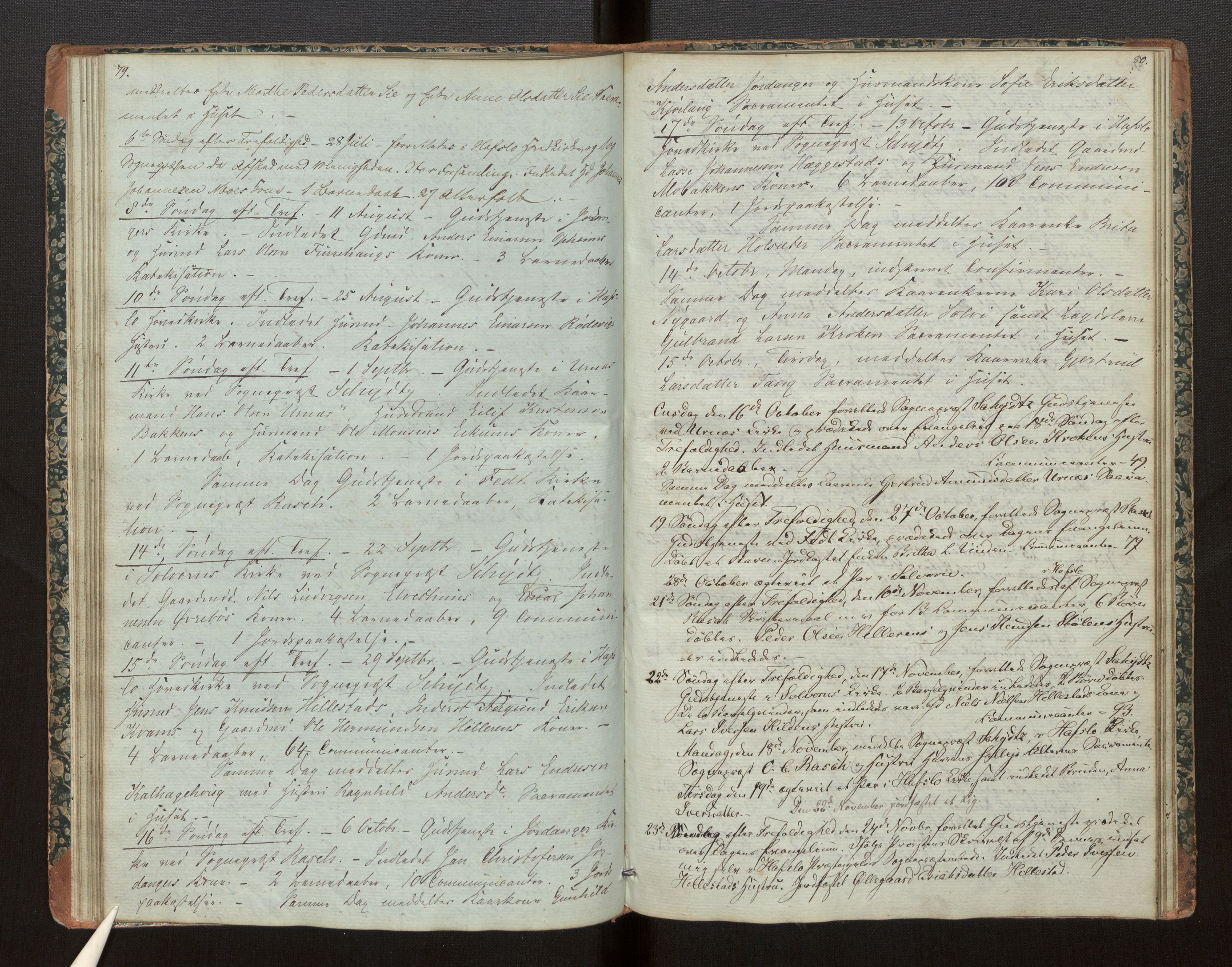 Hafslo sokneprestembete, SAB/A-80301/H/Haa/Haaf/L0002: Diary records no. F 2, 1854-1879, p. 79-80