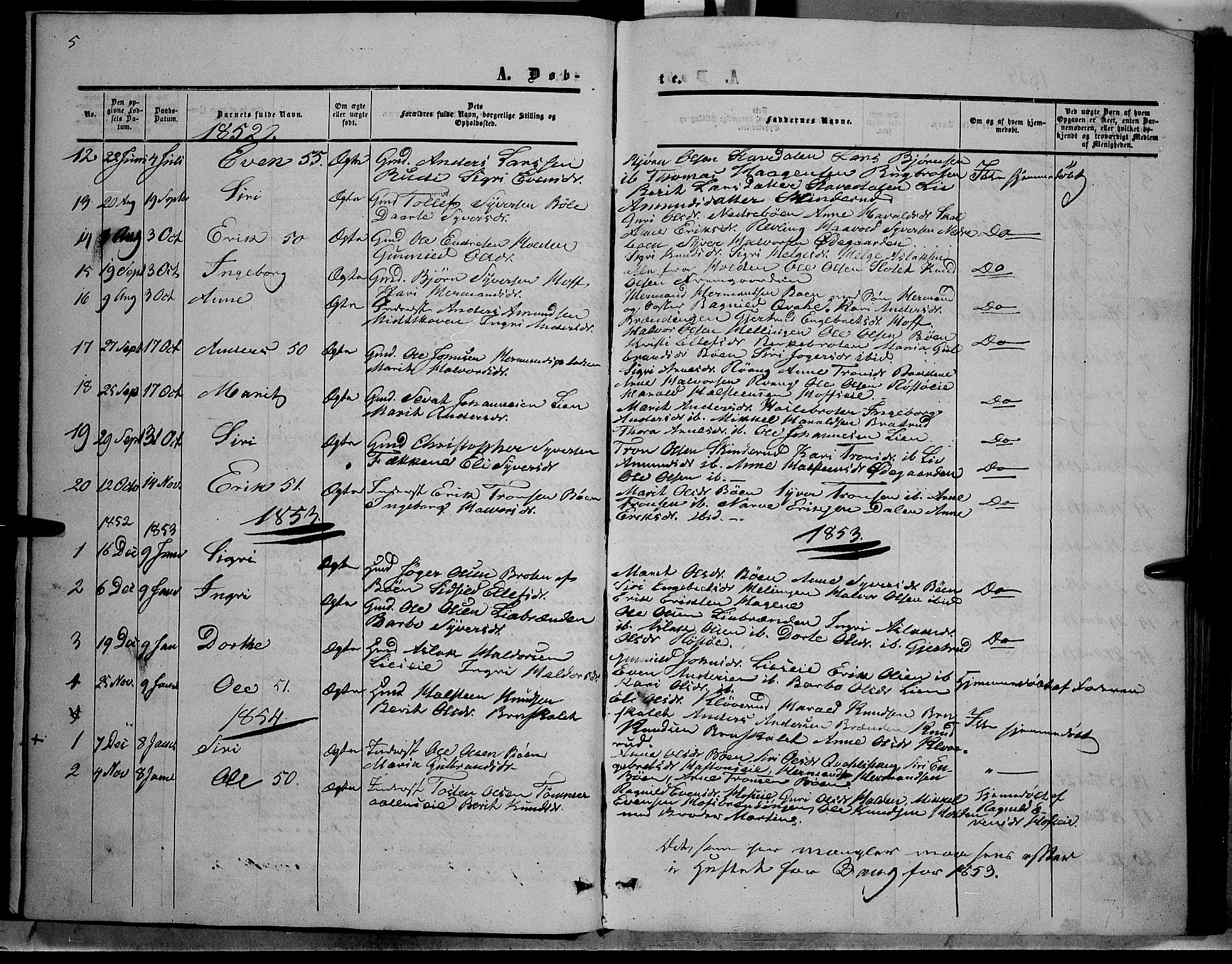 Sør-Aurdal prestekontor, AV/SAH-PREST-128/H/Ha/Haa/L0006: Parish register (official) no. 6, 1849-1876, p. 5