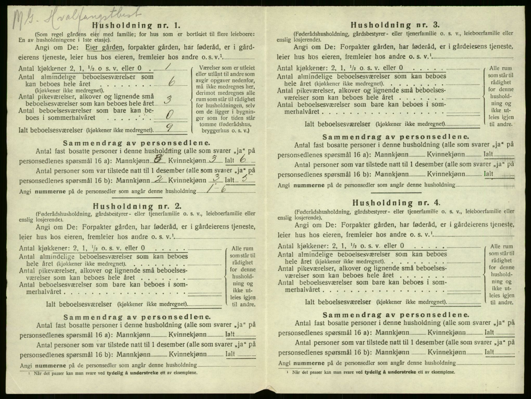 SAKO, 1920 census for Sandeherred, 1920, p. 3229