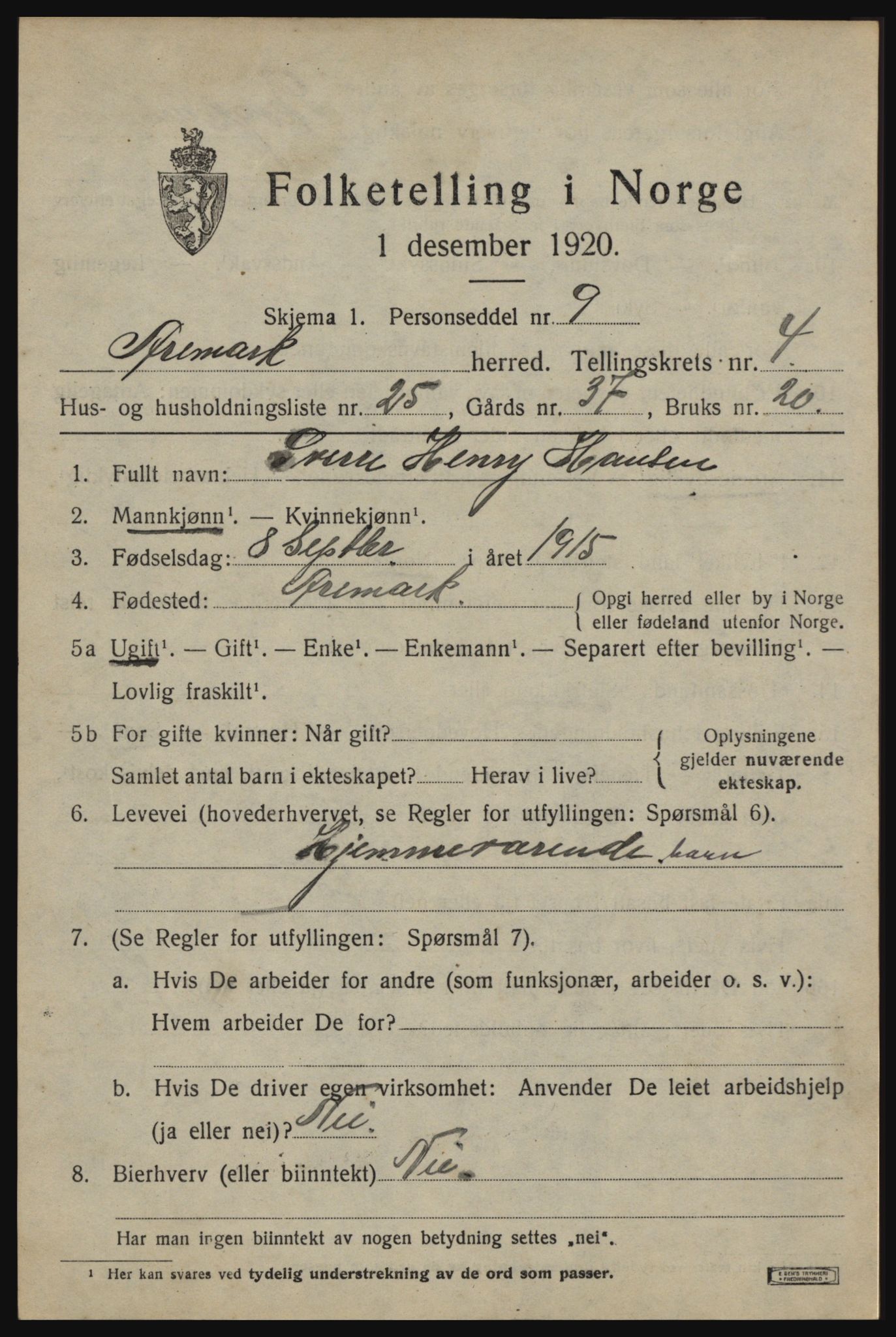 SAO, 1920 census for Aremark, 1920, p. 3413