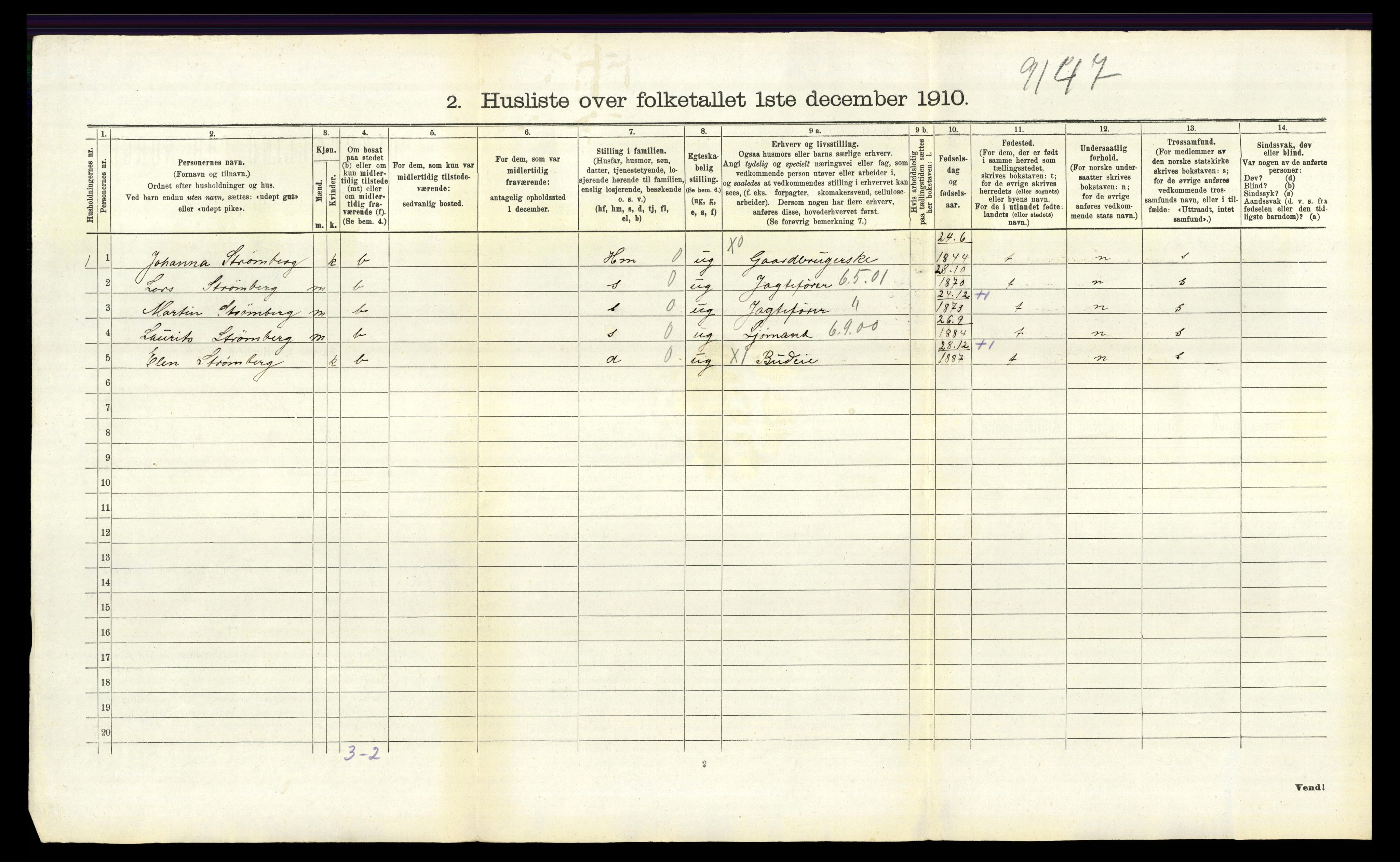 RA, 1910 census for Jelsa, 1910, p. 672