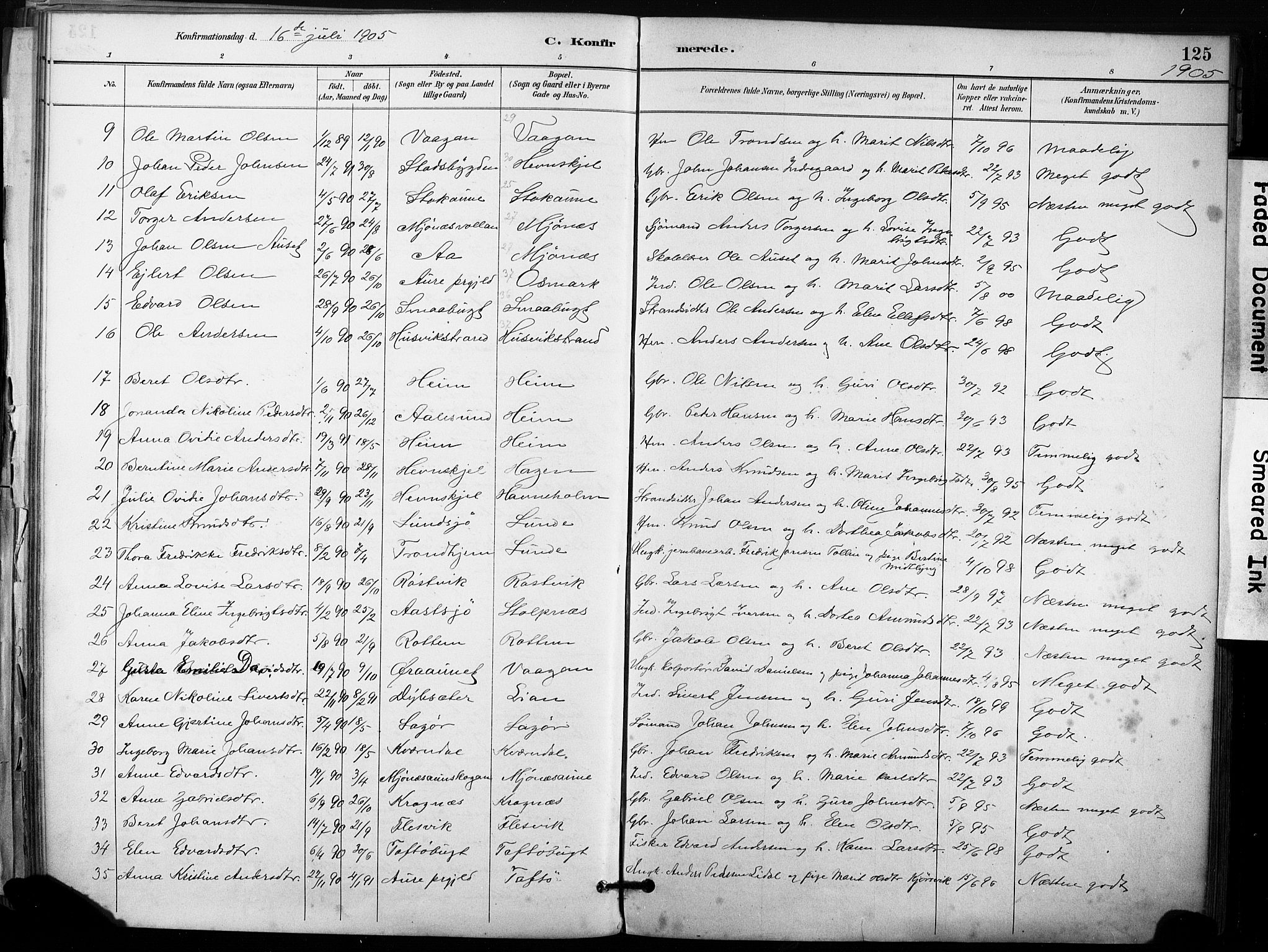 Ministerialprotokoller, klokkerbøker og fødselsregistre - Sør-Trøndelag, SAT/A-1456/633/L0518: Parish register (official) no. 633A01, 1884-1906, p. 125