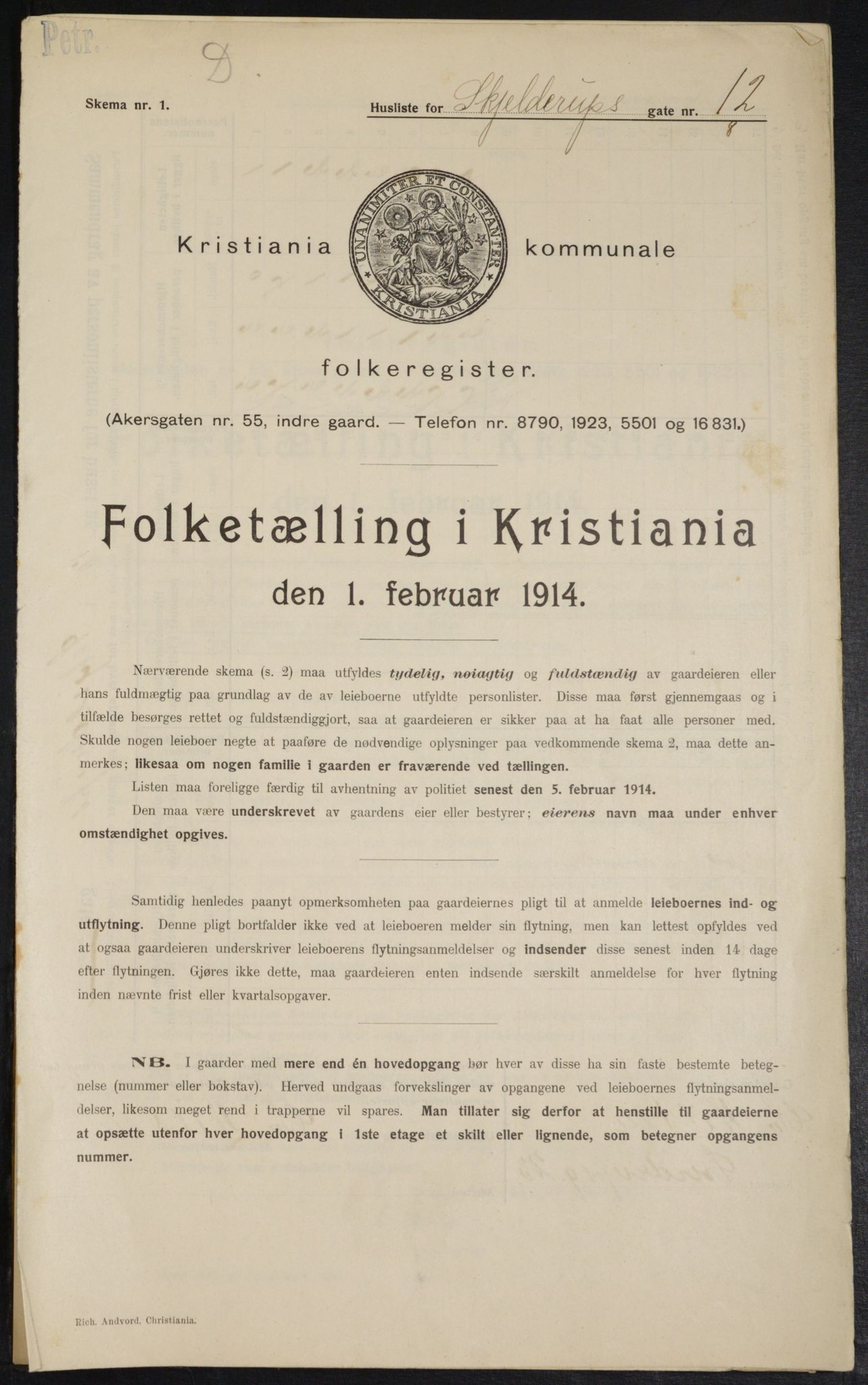 OBA, Municipal Census 1914 for Kristiania, 1914, p. 95653