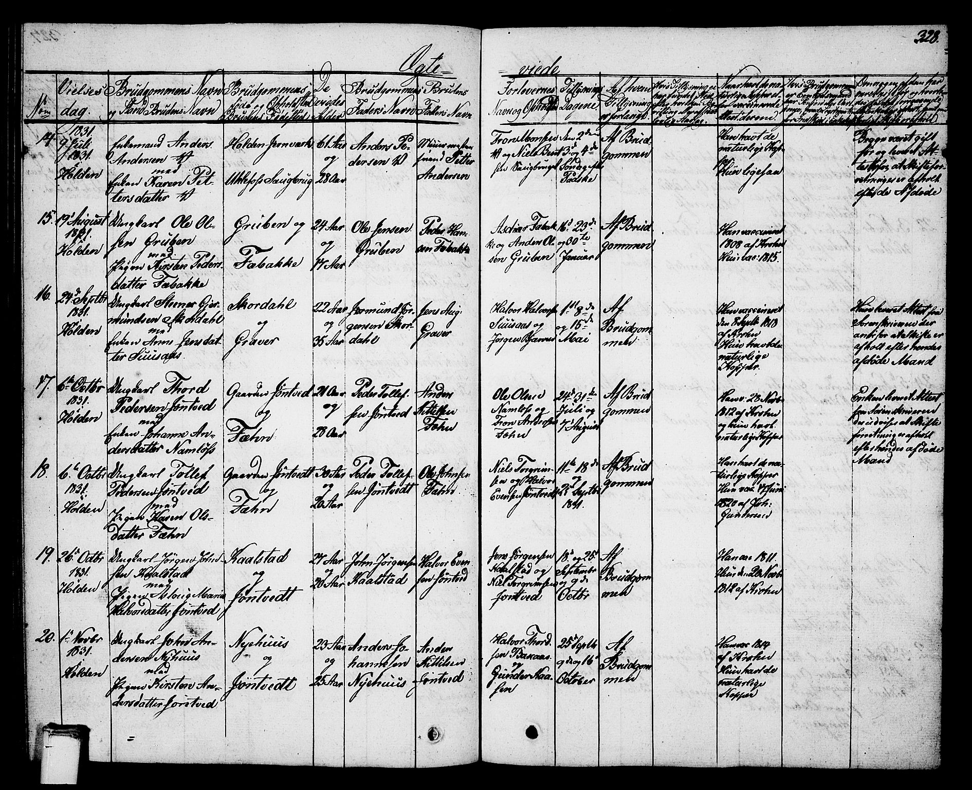 Holla kirkebøker, SAKO/A-272/G/Ga/L0002: Parish register (copy) no. I 2, 1830-1848, p. 328