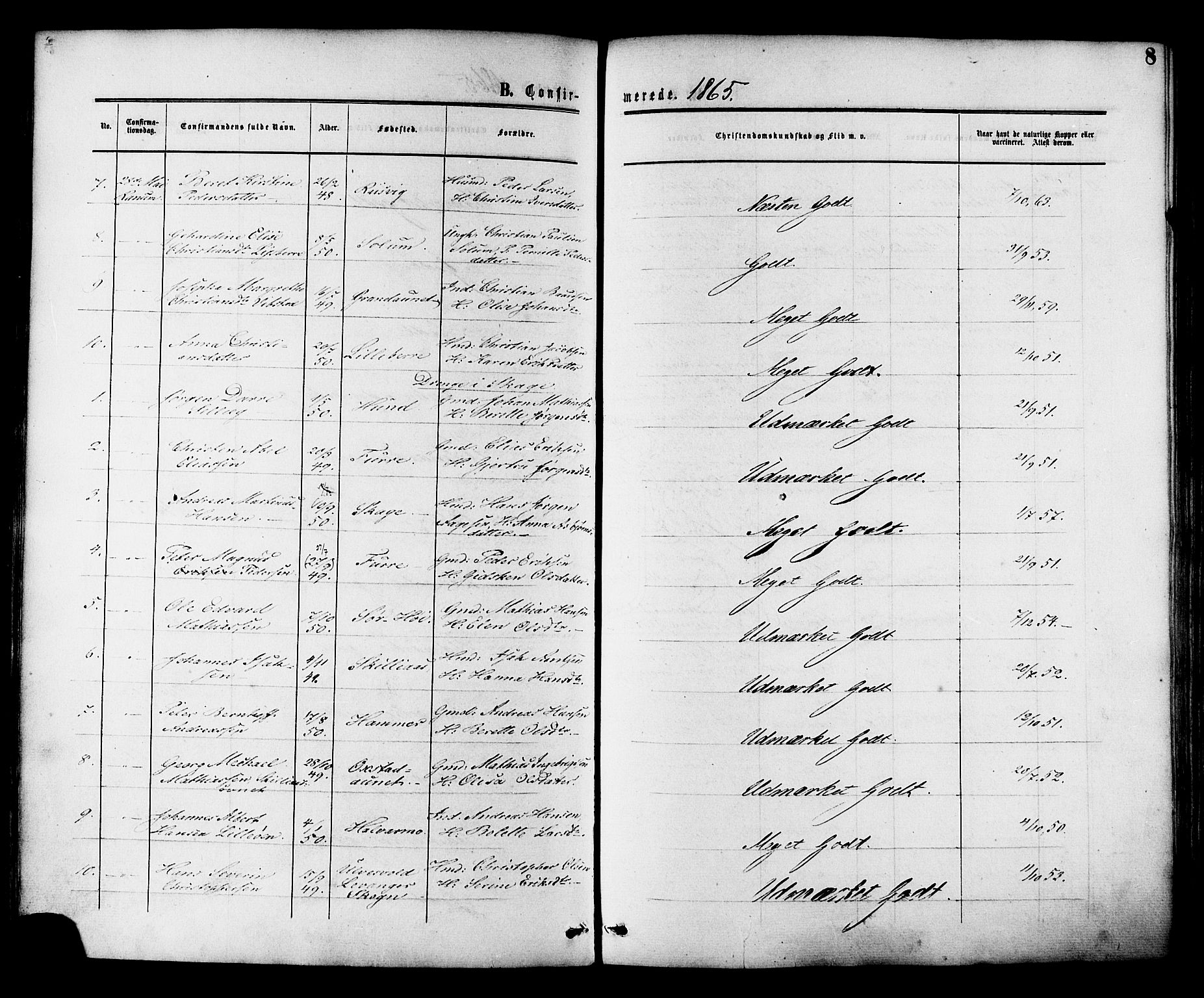 Ministerialprotokoller, klokkerbøker og fødselsregistre - Nord-Trøndelag, SAT/A-1458/764/L0553: Parish register (official) no. 764A08, 1858-1880, p. 8